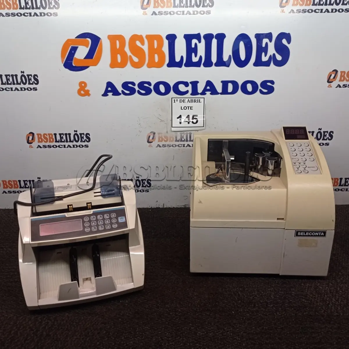 LOTE 145 - 02 CONTADORAS DE CÉDULAS. (NO ESTADO) ATENÇÃO! FAZER A VISITAÇÃO ANTES DE ARREMATAR, NÃO SABEMOS SE FUNCIONA. LEILÃO NÃO TEM GARANTIA E NEM DEVOLUÇÃO, SUJEITO A POSSÍVEIS AVARIAS VISÍVEIS/OCULTAS E/OU AUSÊNCIA DE COMPONENTES.