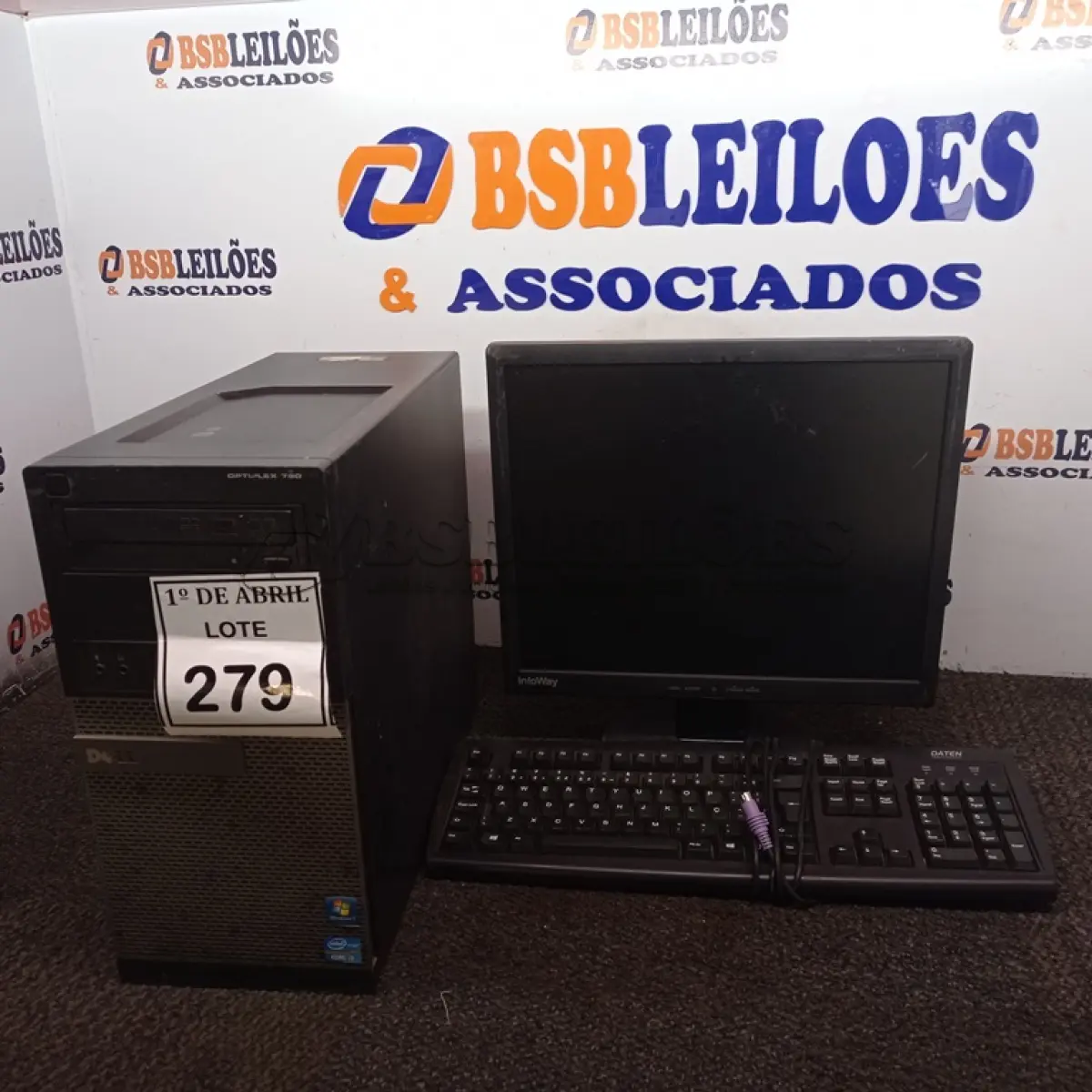 LOTE 279 - 01 CPU DELL, 01 MONITOR E TECLADO.  (NO ESTADO) ATENÇÃO! FAZER A VISITAÇÃO ANTES DE ARREMATAR, NÃO SABEMOS SE FUNCIONA. LEILÃO NÃO TEM GARANTIA E NEM DEVOLUÇÃO, SUJEITO A POSSÍVEIS AVARIAS VISÍVEIS/OCULTAS E/OU AUSÊNCIA DE COMPONENTES.