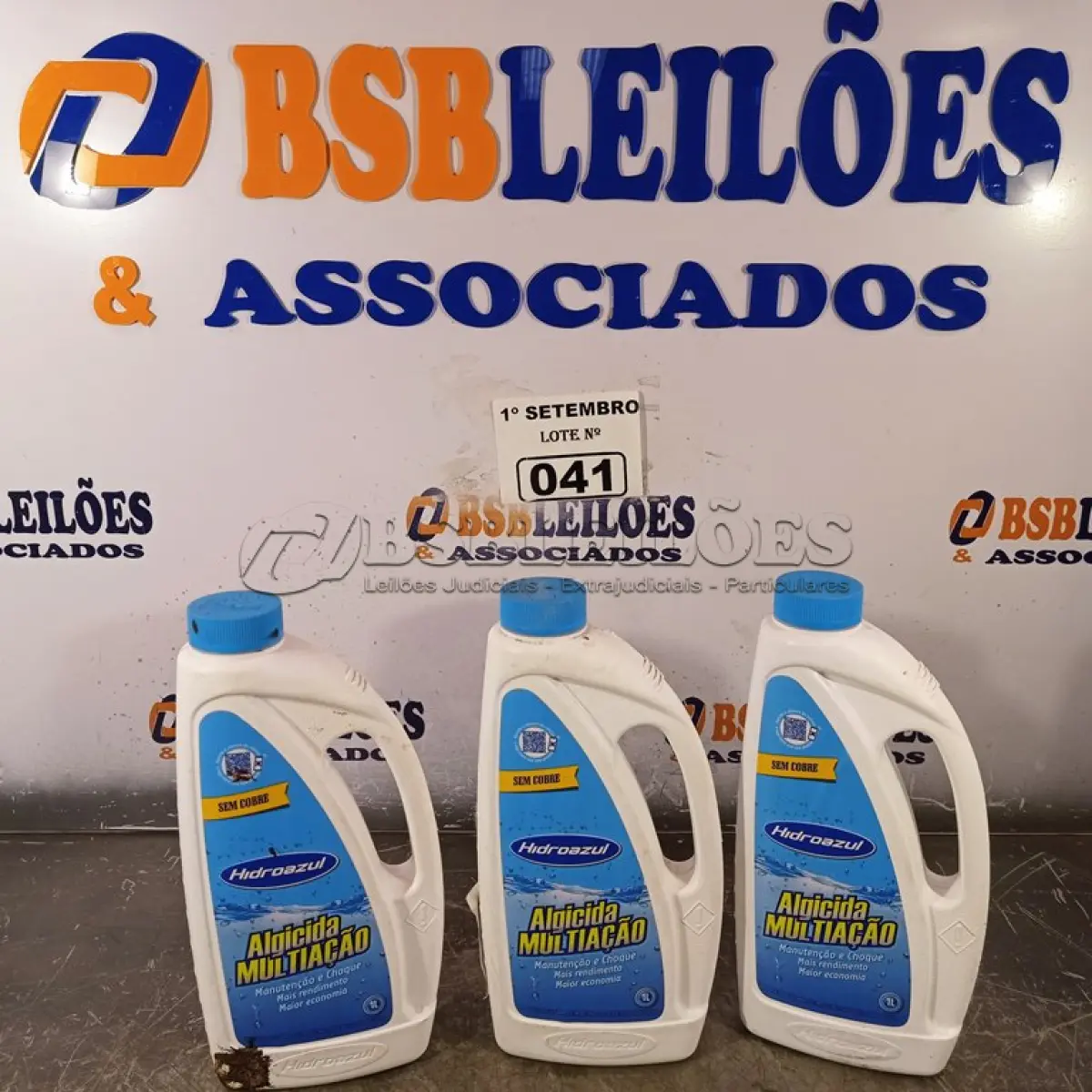 LOTE 041 - 03 LITROS DE HIDRO AZUL SEM COBRE, ALGICIDA MULTI AÇÃO. (NO ESTADO) ATENÇÃO! FAZER A VISITAÇÃO ANTES DE ARREMATAR, NÃO SABEMOS SE FUNCIONA. LEILÃO NÃO TEM GARANTIA E NEM DEVOLUÇÃO, SUJEITO A POSSÍVEIS AVARIAS VISÍVEIS/OCULTAS E/OU AUSÊNCIA DE COMPONENTES.