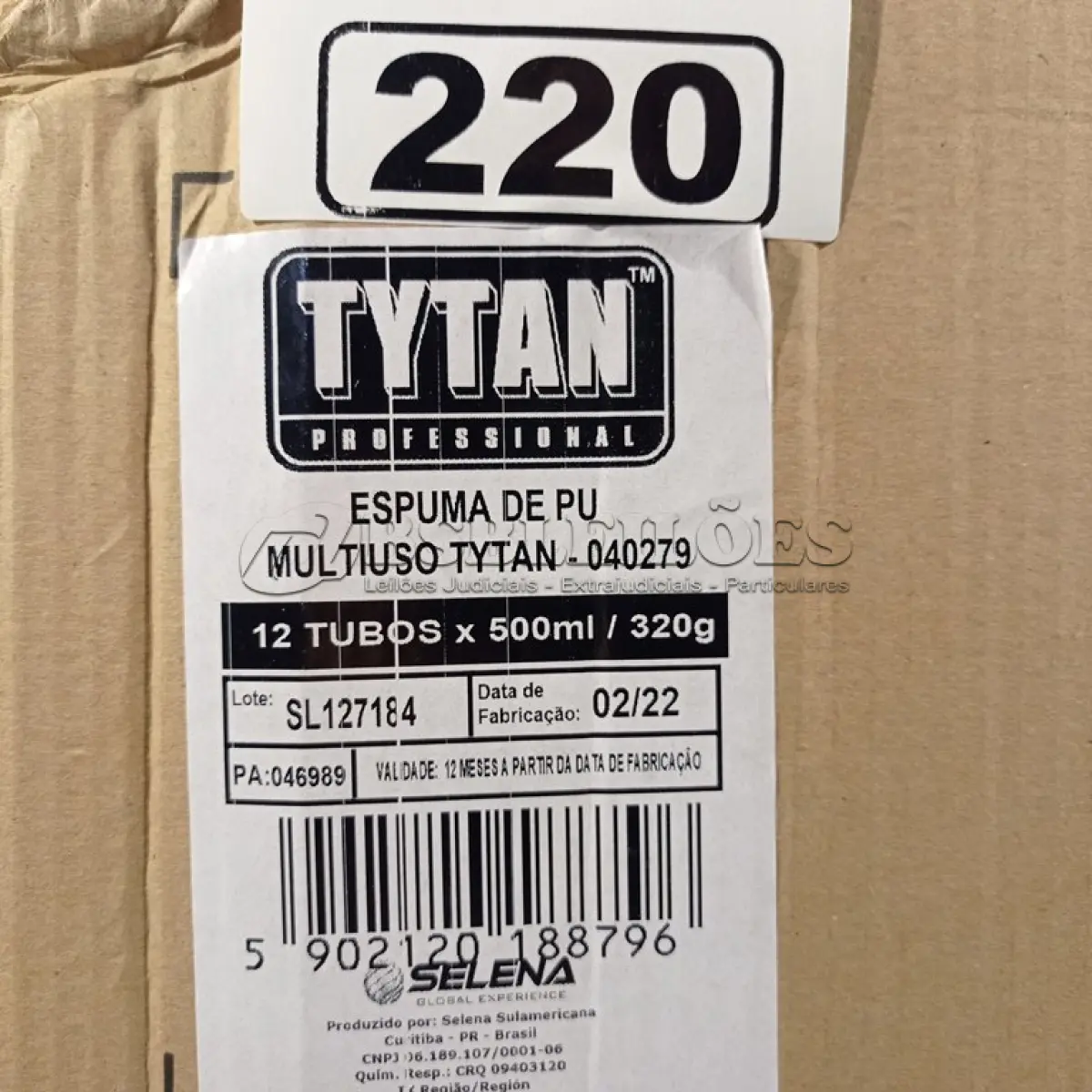 LOTE 220 - 12 TUBOS DE ESPUMA PU MULTIUSO TYTAN. (NO ESTADO) ATENÇÃO! FAZER A VISITAÇÃO ANTES DE ARREMATAR, NÃO SABEMOS SE FUNCIONA. LEILÃO NÃO TEM GARANTIA E NEM DEVOLUÇÃO, SUJEITO A POSSÍVEIS AVARIAS VISÍVEIS/OCULTAS E/OU AUSÊNCIA DE COMPONENTES.