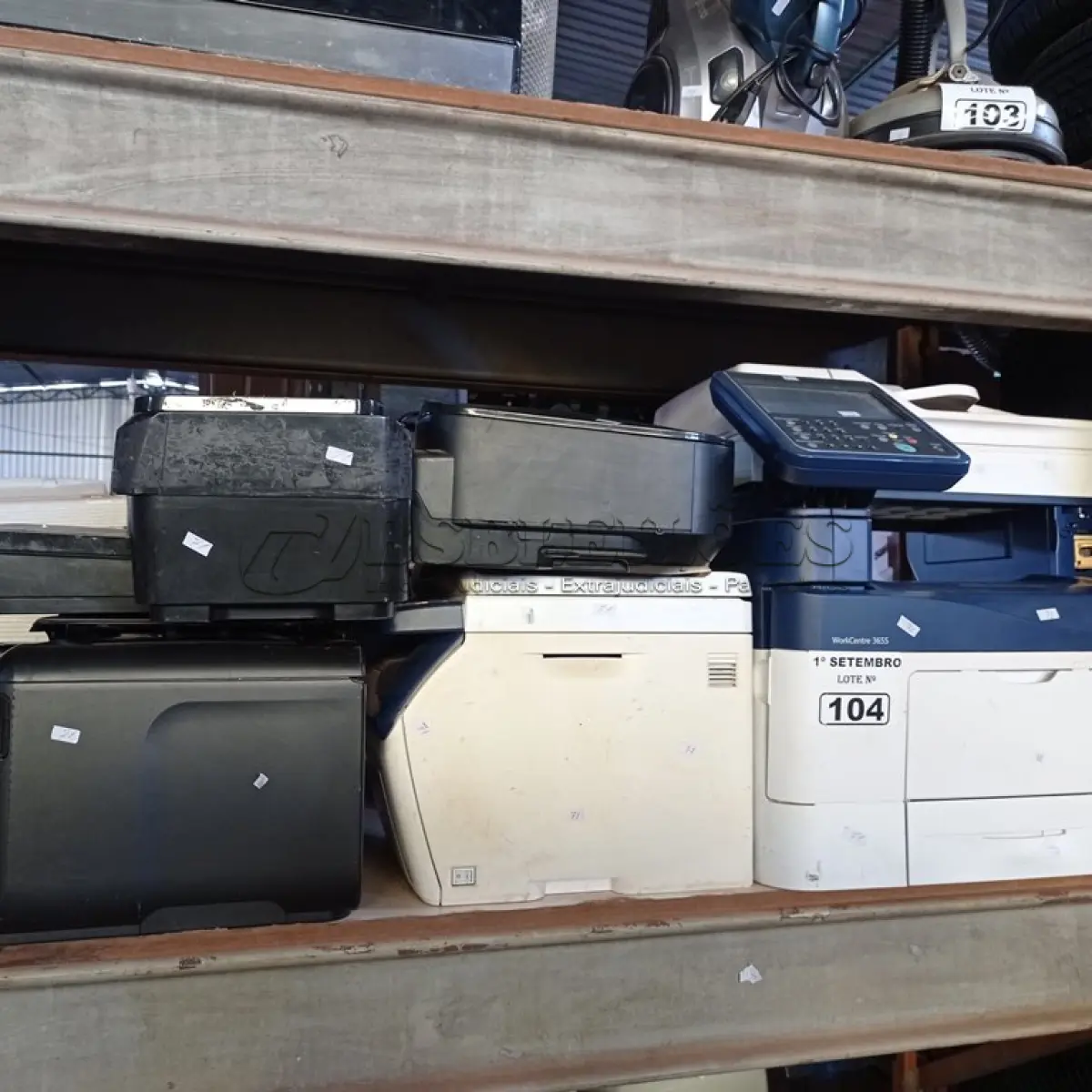 LOTE 104 - 10 IMPRESSORAS MARCAS E MODELOS DIVERSOS PARA RETIRADA DE PEÇAS. (NO ESTADO) ATENÇÃO! FAZER A VISITAÇÃO ANTES DE ARREMATAR, NÃO SABEMOS SE FUNCIONA. LEILÃO NÃO TEM GARANTIA E NEM DEVOLUÇÃO, SUJEITO A POSSÍVEIS AVARIAS VISÍVEIS/OCULTAS E/OU AUSÊNCIA DE COMPONENTES.