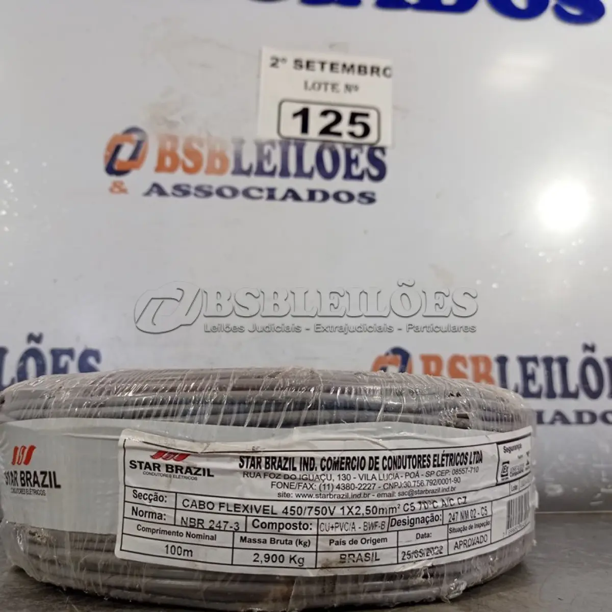 LOTE 125 - 01 ROLO DE CABO FLEXÍVEL 100M 1X2,5MM NA COR PRETA(NOVO). (NO ESTADO) ATENÇÃO! FAZER A VISITAÇÃO ANTES DE ARREMATAR, NÃO SABEMOS SE FUNCIONA. LEILÃO NÃO TEM GARANTIA E NEM DEVOLUÇÃO, SUJEITO A POSSÍVEIS AVARIAS VISÍVEIS/OCULTAS E/OU AUSÊNCIA DE COMPONENTES.
