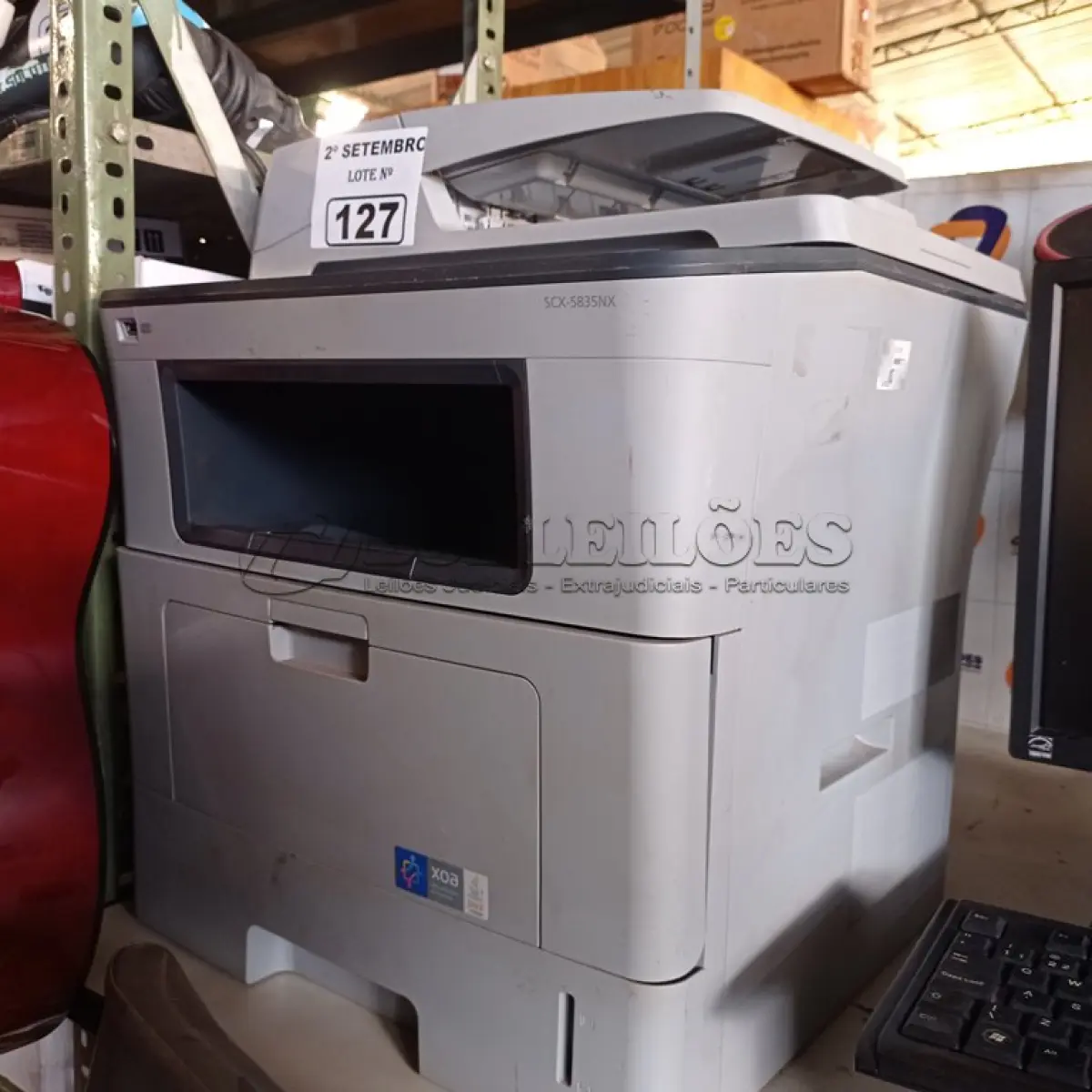 LOTE 127 - 01 IMPRESSORA MULTIFUNCIONAL MARCA SAMSUNG MODELO SCX-5835NX. (NO ESTADO) ATENÇÃO! FAZER A VISITAÇÃO ANTES DE ARREMATAR, NÃO SABEMOS SE FUNCIONA. LEILÃO NÃO TEM GARANTIA E NEM DEVOLUÇÃO, SUJEITO A POSSÍVEIS AVARIAS VISÍVEIS/OCULTAS E/OU AUSÊNCIA DE COMPONENTES.