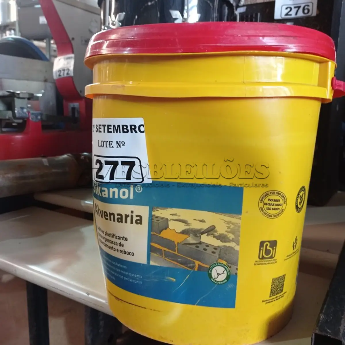 LOTE 277 - 01 BALDE DE SIKANOL ALVENARIA, ADITIVO PLASTIFICANTE PARA ARGAMASSA DE ASSENTAMENTO E REBOCO 18L. (NO ESTADO) ATENÇÃO! FAZER A VISITAÇÃO ANTES DE ARREMATAR, NÃO SABEMOS SE FUNCIONA. LEILÃO NÃO TEM GARANTIA E NEM DEVOLUÇÃO, SUJEITO A POSSÍVEIS AVARIAS VISÍVEIS/OCULTAS E/OU AUSÊNCIA DE COMPONENTES.