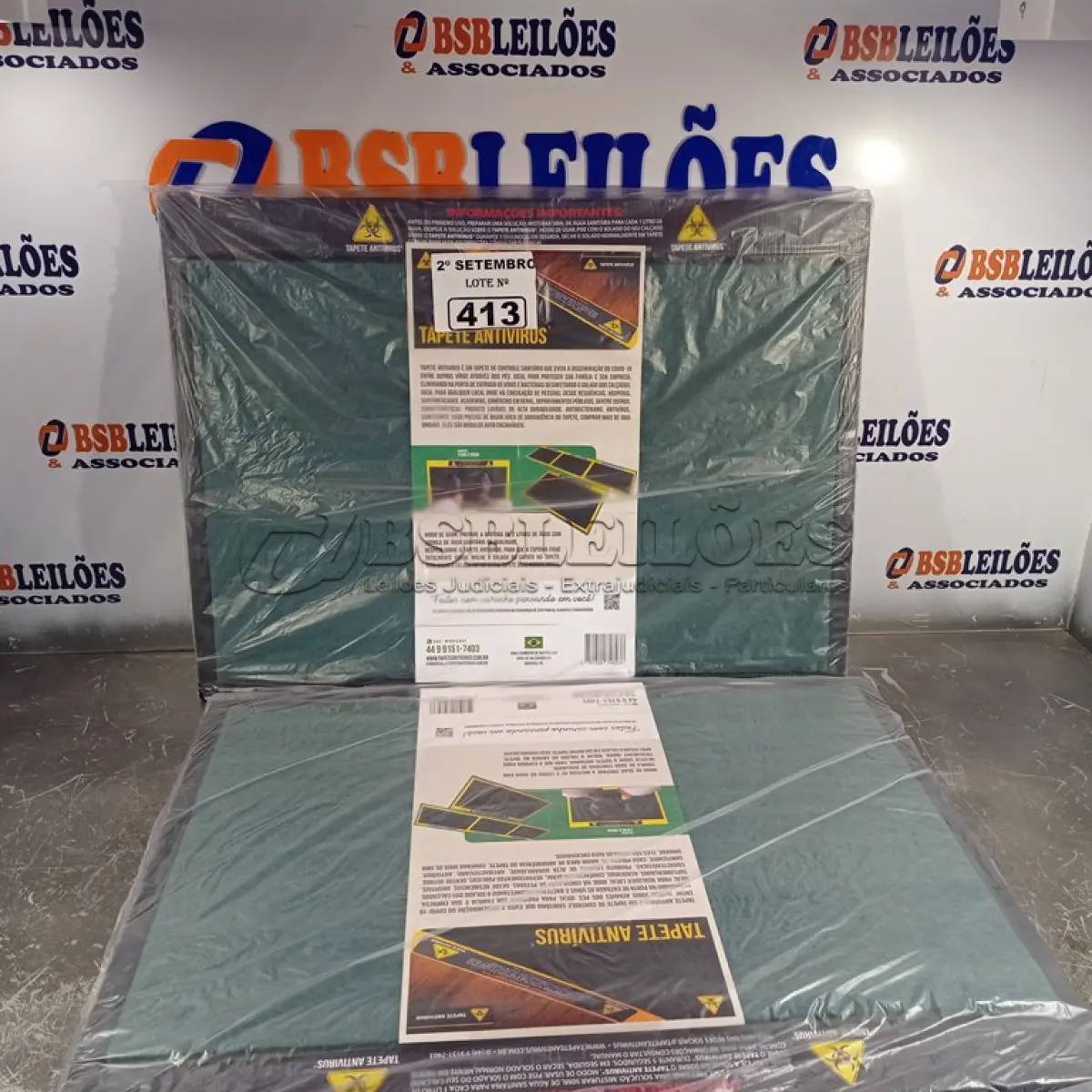 LOTE 413 - 02 TAPETES ANTIVÍRUS. (NO ESTADO) ATENÇÃO! FAZER A VISITAÇÃO ANTES DE ARREMATAR, NÃO SABEMOS SE FUNCIONA. LEILÃO NÃO TEM GARANTIA E NEM DEVOLUÇÃO, SUJEITO A POSSÍVEIS AVARIAS VISÍVEIS/OCULTAS E/OU AUSÊNCIA DE COMPONENTES.