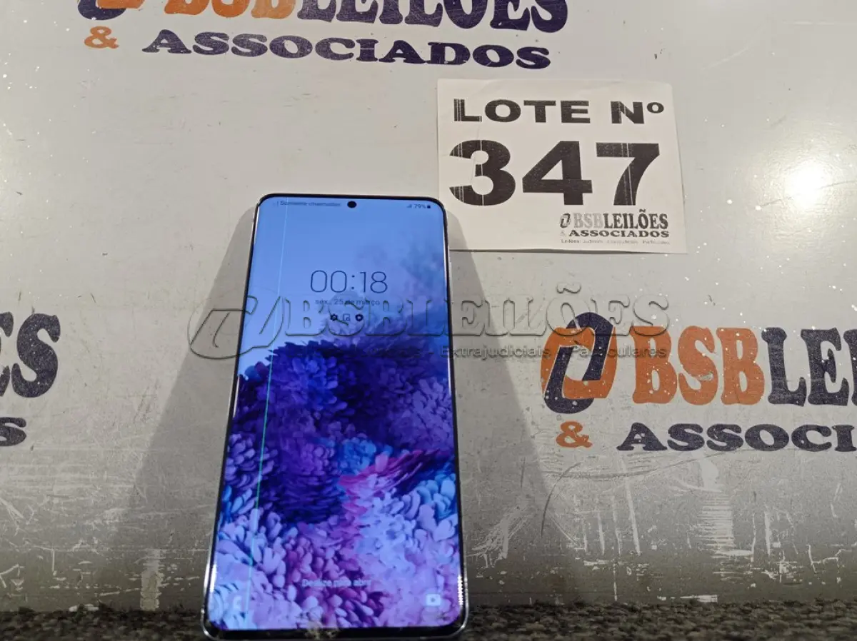 LOTE 347 - 01 – CELULAR SAMSUNG GALAXY S20 PLUS 128GB (NO ESTADO, NÃO SABEMOS SE FUNCIONA. LEILÃO NÃO TEM GARANTIA E NEM DEVOLUÇÃO, SUJEITO A POSSÍVEIS AVARIAS VISÍVEIS/OCULTAS E/OU AUSÊNCIA DE COMPONENTES)