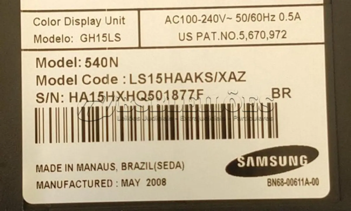 LOTE 351 - MONITOR SAMSUNG LUGANDO PERFEITAMENTE (NO ESTADO)