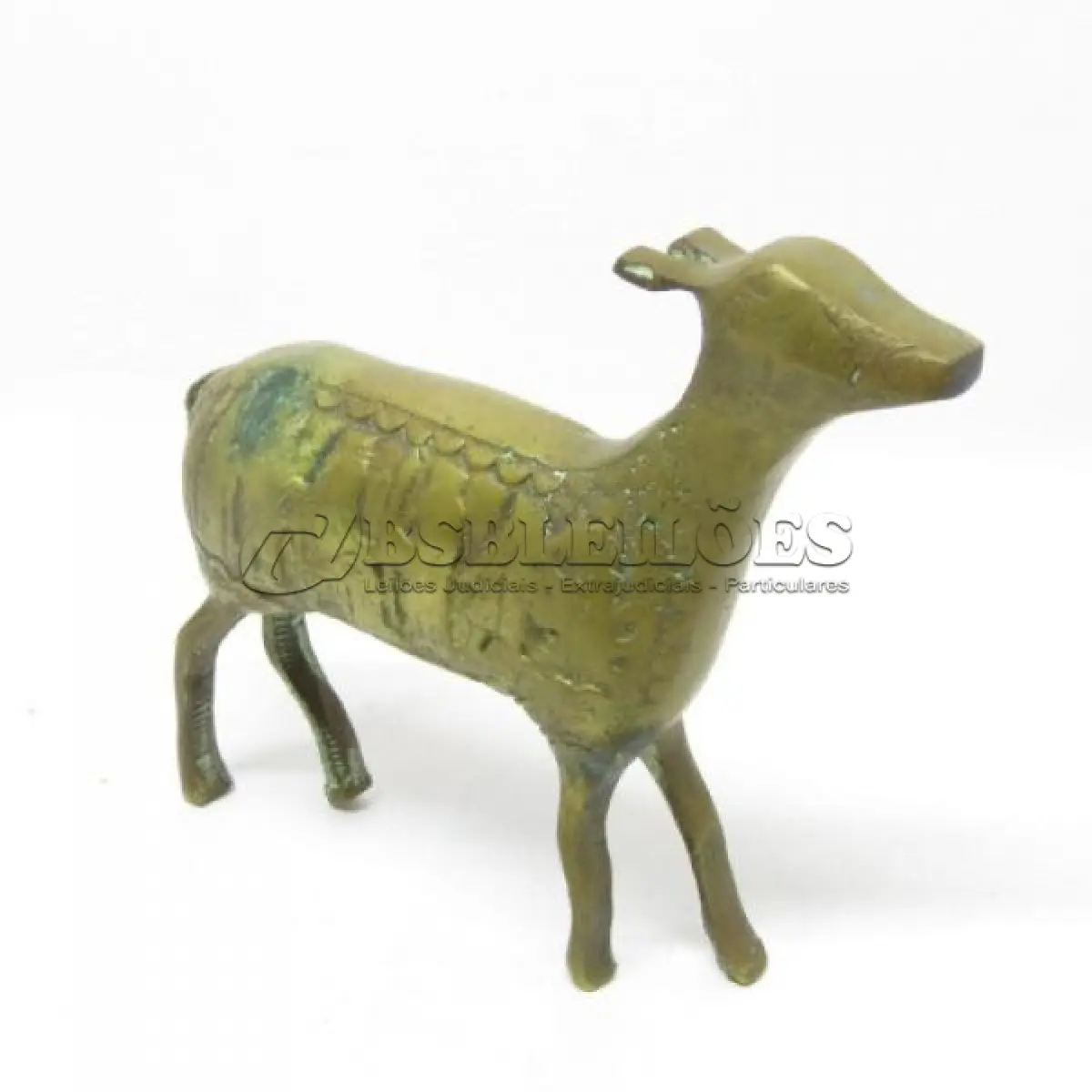 LOTE 216 - ESCULTURA DE CERVO EM BRONZE MACIÇO (NO ESTADO)