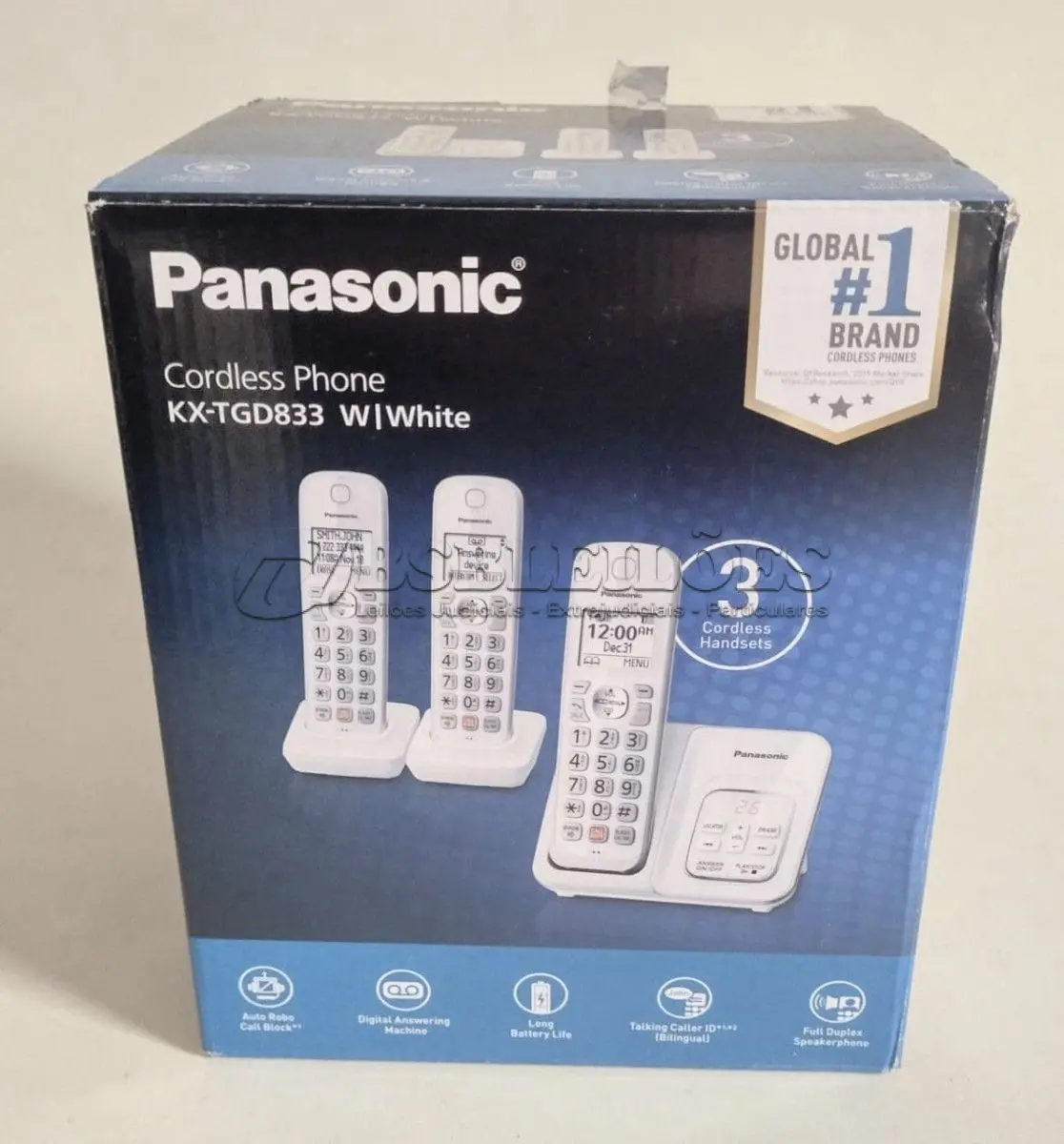 LOTE 532 - TELEFONE SEM FIO PANASONIC COM MAIS DOIS  APARELHOS RAMAL FUNCIONANDO PERFEITAMENTE (NO ESTADO)