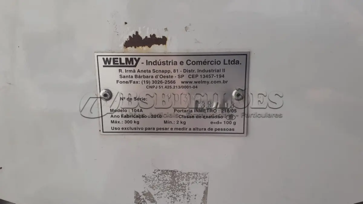 LOTE 496 - BALANÇA WELMY DE 300 QUILOS (NO ESTADO)