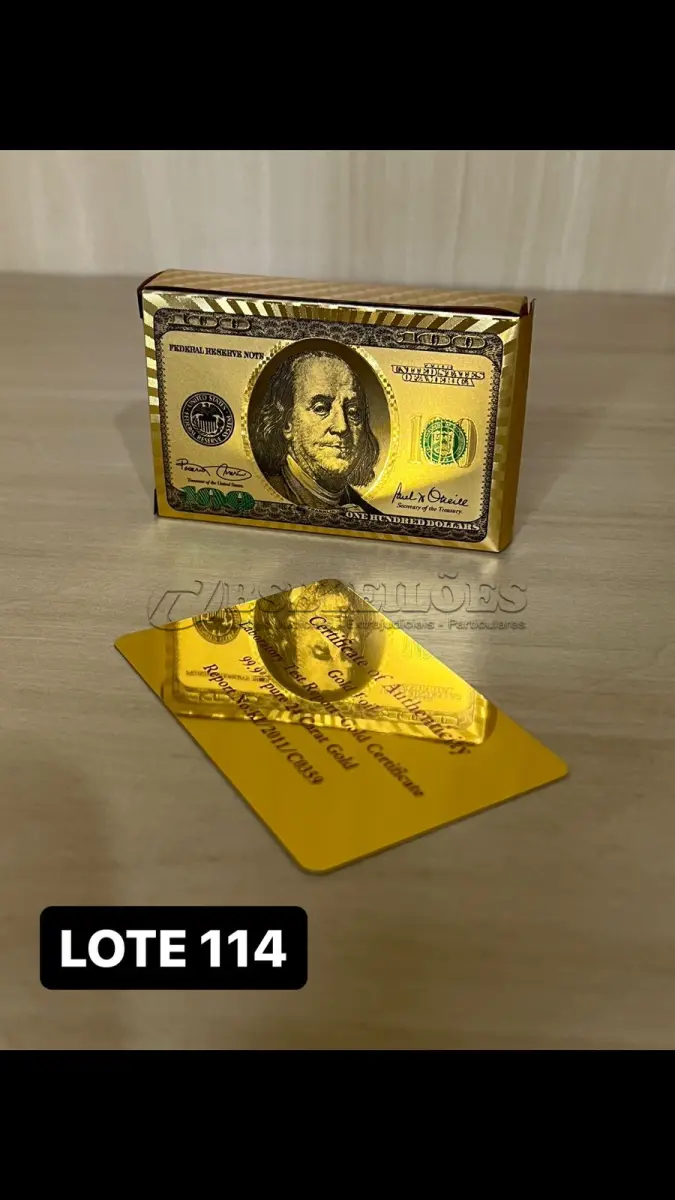 LOTE 114 - 01 BARALHO DOURADO ESPELHADO DOLLAR GOLD (NO ESTADO)