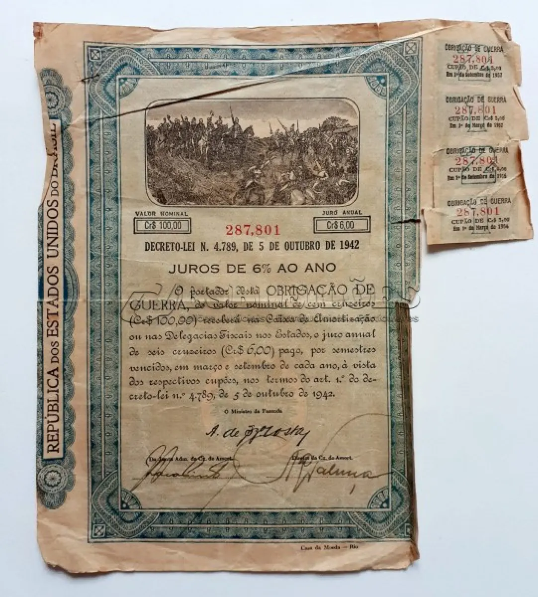 LOTE 598 - 6 APÓLICES (NO ESTADO)