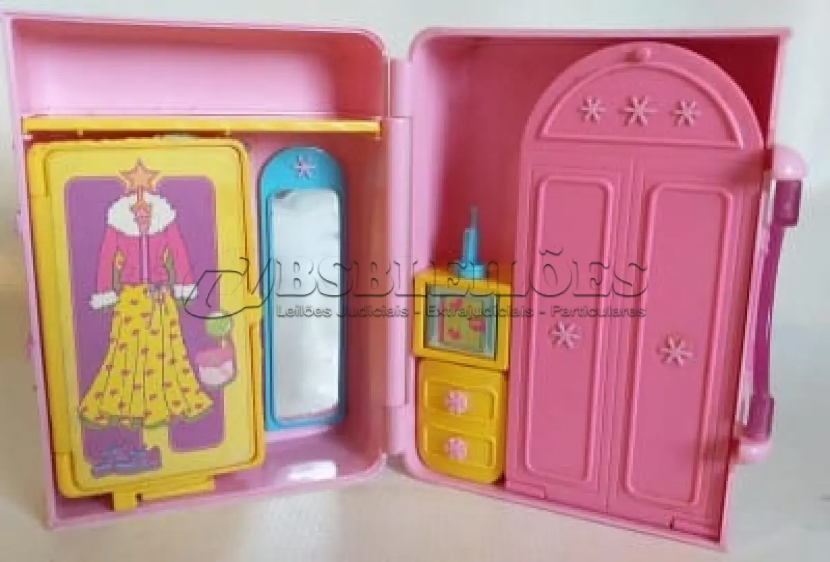 LOTE 661 - LOTE COM BRIQUEDOS DA QUARTO POLLY FASHION E AVIÃO DA POLLY POCKET MATTEL (NO ESTADO)