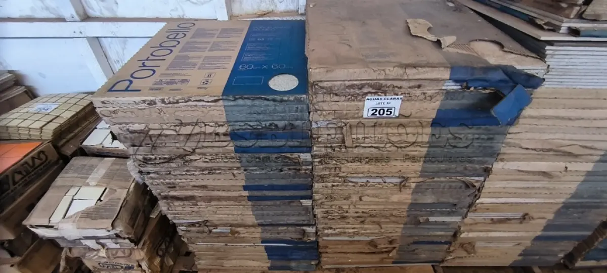 LOTE 205 - 65 CAIXAS DE PISO PORTOBELLO BRAVA CEMENT 60CM X 60CM (NO ESTADO)