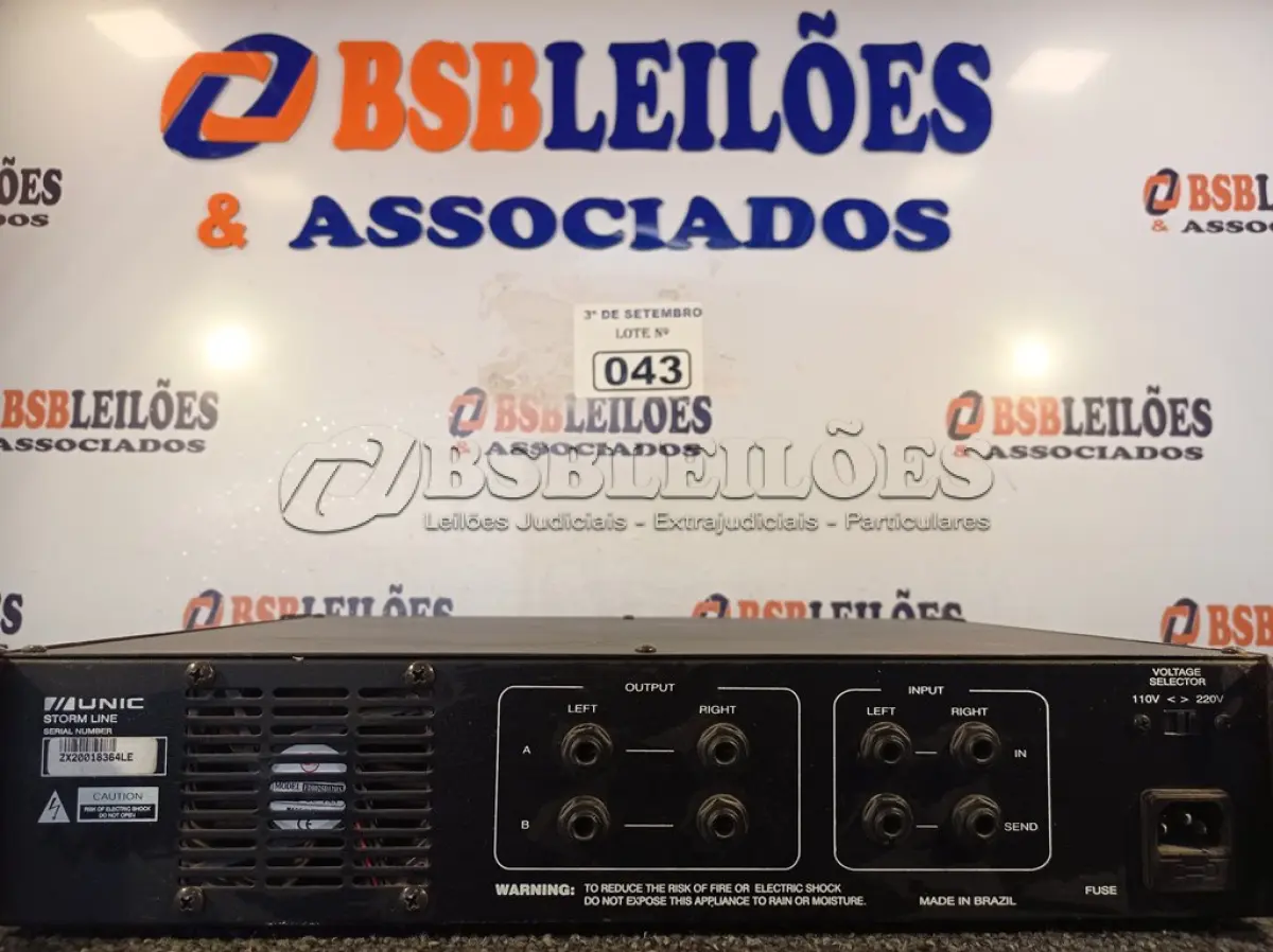 LOTE 043 - 01 POTÊNCIA MARCA UNIC MODELO ZX-200. (NO ESTADO) ATENÇÃO! FAZER A VISITAÇÃO ANTES DE ARREMATAR, NÃO SABEMOS SE FUNCIONA. LEILÃO NÃO TEM GARANTIA E NEM DEVOLUÇÃO, SUJEITO A POSSÍVEIS AVARIAS VISÍVEIS/OCULTAS E/OU AUSÊNCIA DE COMPONENTES.