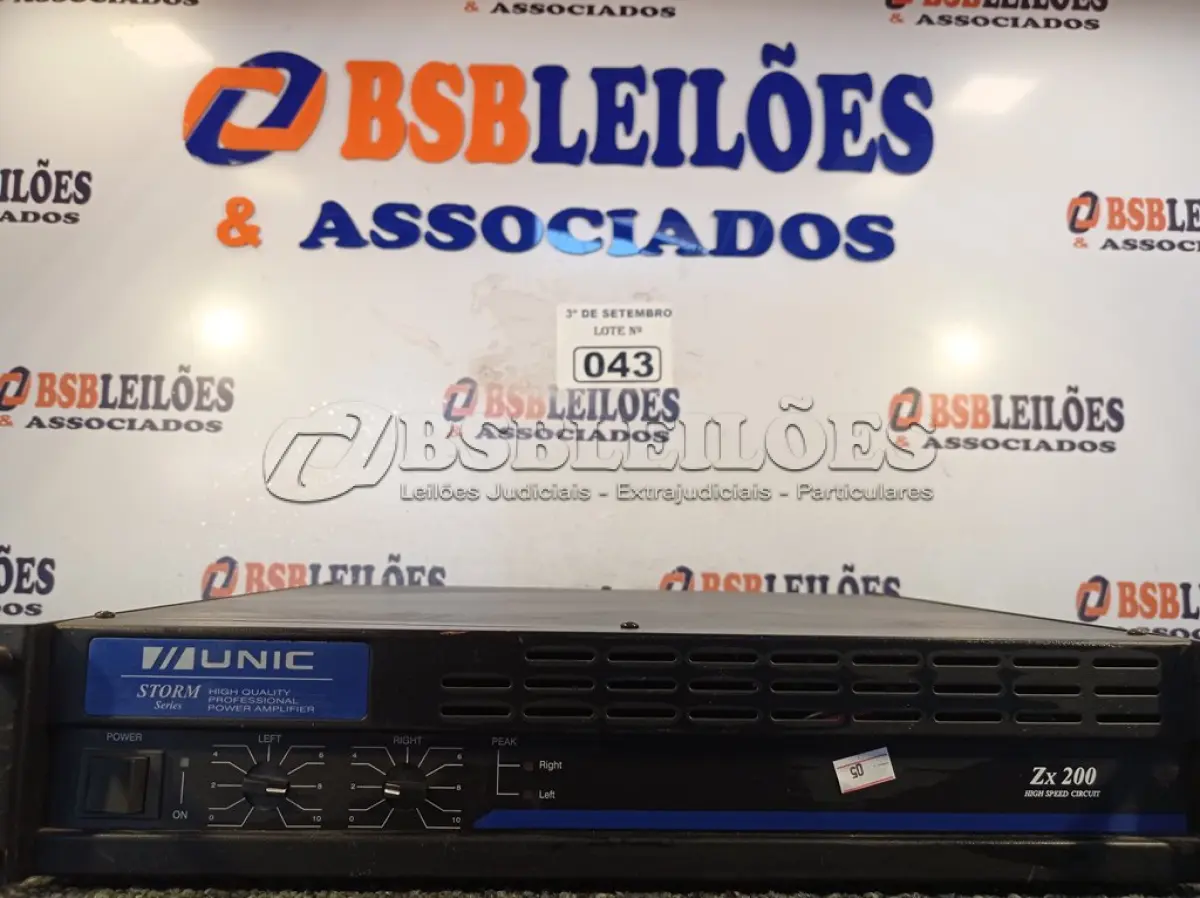 LOTE 043 - 01 POTÊNCIA MARCA UNIC MODELO ZX-200. (NO ESTADO) ATENÇÃO! FAZER A VISITAÇÃO ANTES DE ARREMATAR, NÃO SABEMOS SE FUNCIONA. LEILÃO NÃO TEM GARANTIA E NEM DEVOLUÇÃO, SUJEITO A POSSÍVEIS AVARIAS VISÍVEIS/OCULTAS E/OU AUSÊNCIA DE COMPONENTES.
