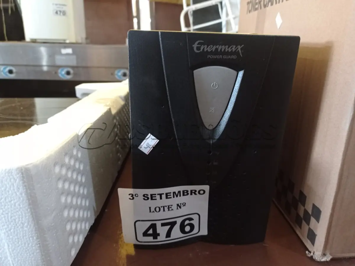 LOTE 476 - 01 NOBREAK MARCA ENERMAX 2500VA. (NO ESTADO) ATENÇÃO! FAZER A VISITAÇÃO ANTES DE ARREMATAR, NÃO SABEMOS SE FUNCIONA. LEILÃO NÃO TEM GARANTIA E NEM DEVOLUÇÃO, SUJEITO A POSSÍVEIS AVARIAS VISÍVEIS/OCULTAS E/OU AUSÊNCIA DE COMPONENTES.