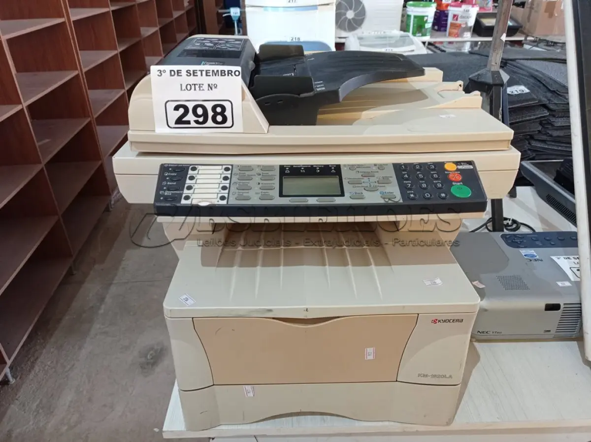 LOTE 298 - 02 IMPRESSORAS MULTIFUNCIONAL MARCAS KYOCERA MODELOS KM-1820LA. (NO ESTADO) ATENÇÃO! FAZER A VISITAÇÃO ANTES DE ARREMATAR, NÃO SABEMOS SE FUNCIONA. LEILÃO NÃO TEM GARANTIA E NEM DEVOLUÇÃO, SUJEITO A POSSÍVEIS AVARIAS VISÍVEIS/OCULTAS E/OU AUSÊNCIA DE COMPONENTES.