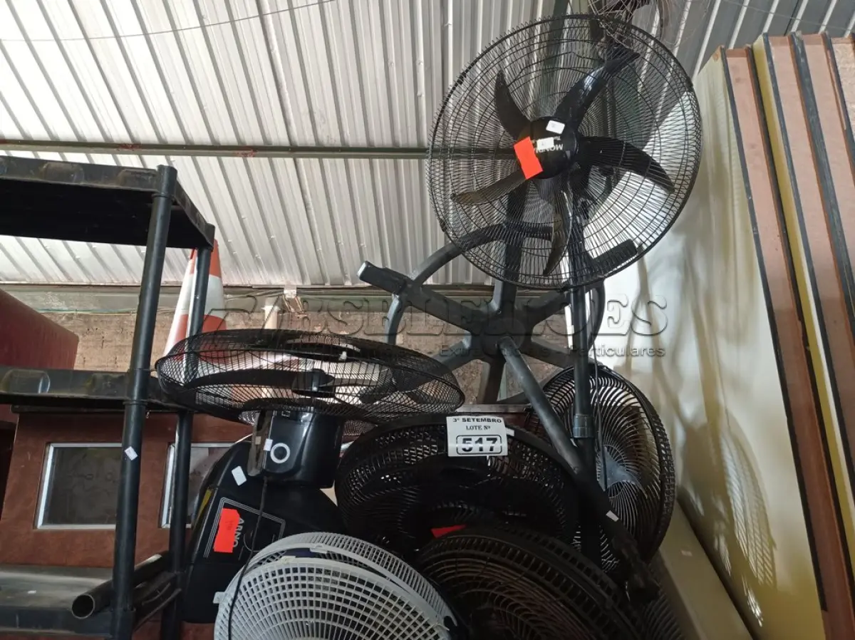 LOTE 517 - 01 LOTE COM VÁRIOS VENTILADORES MARCAS E MODELOS DIVERSOS. (NO ESTADO) ATENÇÃO! FAZER A VISITAÇÃO ANTES DE ARREMATAR, NÃO SABEMOS SE FUNCIONA. LEILÃO NÃO TEM GARANTIA E NEM DEVOLUÇÃO, SUJEITO A POSSÍVEIS AVARIAS VISÍVEIS/OCULTAS E/OU AUSÊNCIA DE COMPONENTES.