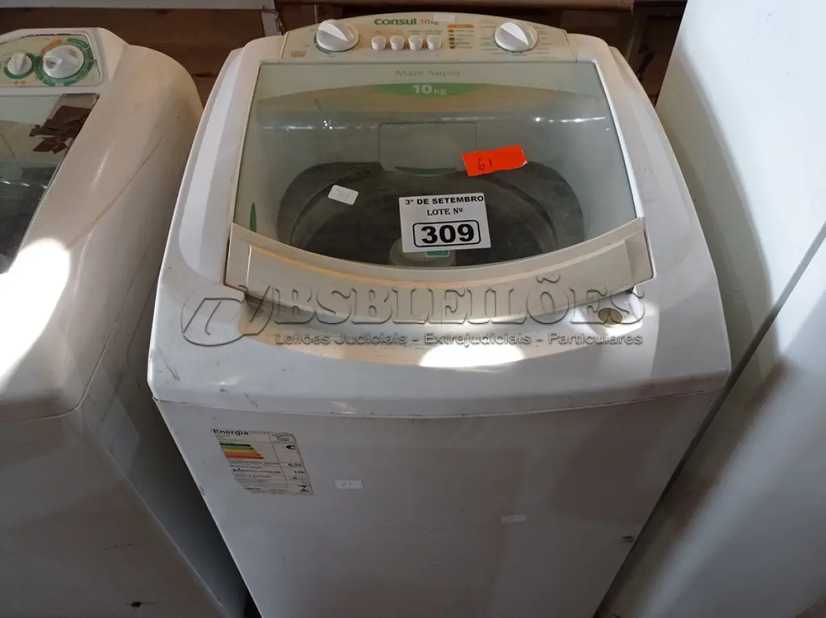 LOTE 309 - 01 MÁQUINA DE LAVAR ROUPAS MARCA CÔNSUL CAPACIDADE 10KG 220V. (NO ESTADO) ATENÇÃO! FAZER A VISITAÇÃO ANTES DE ARREMATAR, NÃO SABEMOS SE FUNCIONA. LEILÃO NÃO TEM GARANTIA E NEM DEVOLUÇÃO, SUJEITO A POSSÍVEIS AVARIAS VISÍVEIS/OCULTAS E/OU AUSÊNCIA DE COMPONENTES.