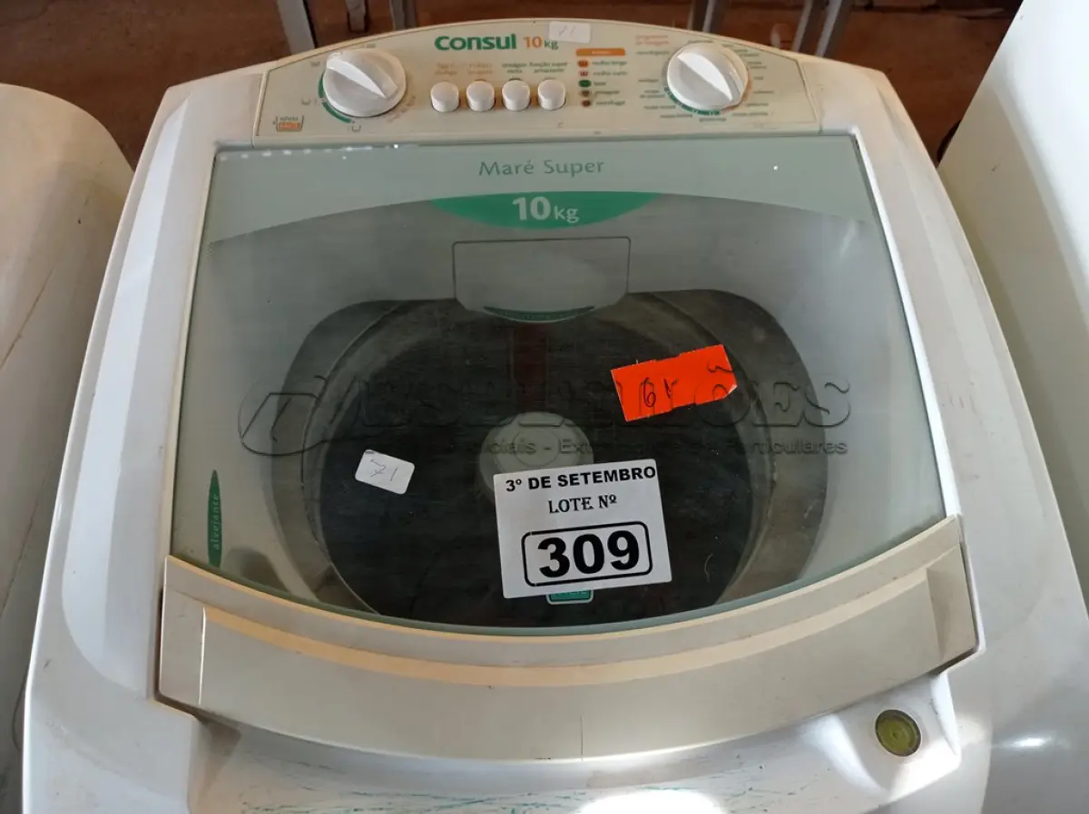LOTE 309 - 01 MÁQUINA DE LAVAR ROUPAS MARCA CÔNSUL CAPACIDADE 10KG 220V. (NO ESTADO) ATENÇÃO! FAZER A VISITAÇÃO ANTES DE ARREMATAR, NÃO SABEMOS SE FUNCIONA. LEILÃO NÃO TEM GARANTIA E NEM DEVOLUÇÃO, SUJEITO A POSSÍVEIS AVARIAS VISÍVEIS/OCULTAS E/OU AUSÊNCIA DE COMPONENTES.