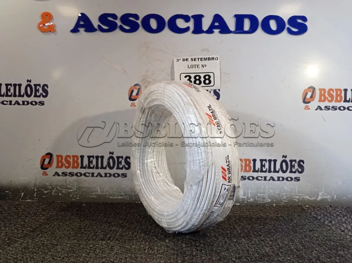 LOTE 388 - 01 ROLO DE CABO FLEXÍVEL 100M 4MM NA COR BRANCA. (NO ESTADO) ATENÇÃO! FAZER A VISITAÇÃO ANTES DE ARREMATAR, NÃO SABEMOS SE FUNCIONA. LEILÃO NÃO TEM GARANTIA E NEM DEVOLUÇÃO, SUJEITO A POSSÍVEIS AVARIAS VISÍVEIS/OCULTAS E/OU AUSÊNCIA DE COMPONENTES.