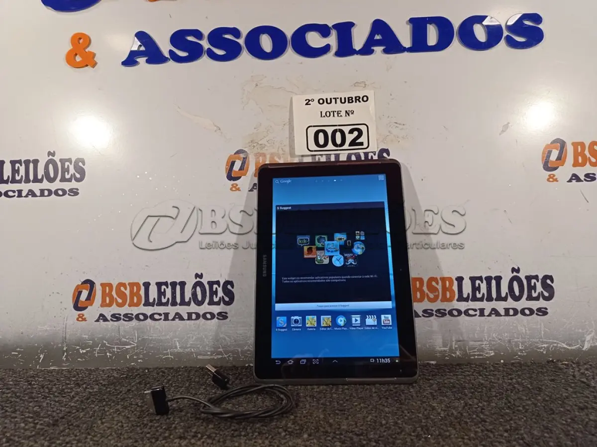 LOTE 002 - 01 TABLET SAMSUNG TAB2 10.1 COM CABO. (NO ESTADO) ATENÇÃO! FAZER A VISITAÇÃO ANTES DE ARREMATAR, NÃO SABEMOS SE FUNCIONA. LEILÃO NÃO TEM GARANTIA E NEM DEVOLUÇÃO, SUJEITO A POSSÍVEIS AVARIAS VISÍVEIS/OCULTAS E/OU AUSÊNCIA DE COMPONENTES.