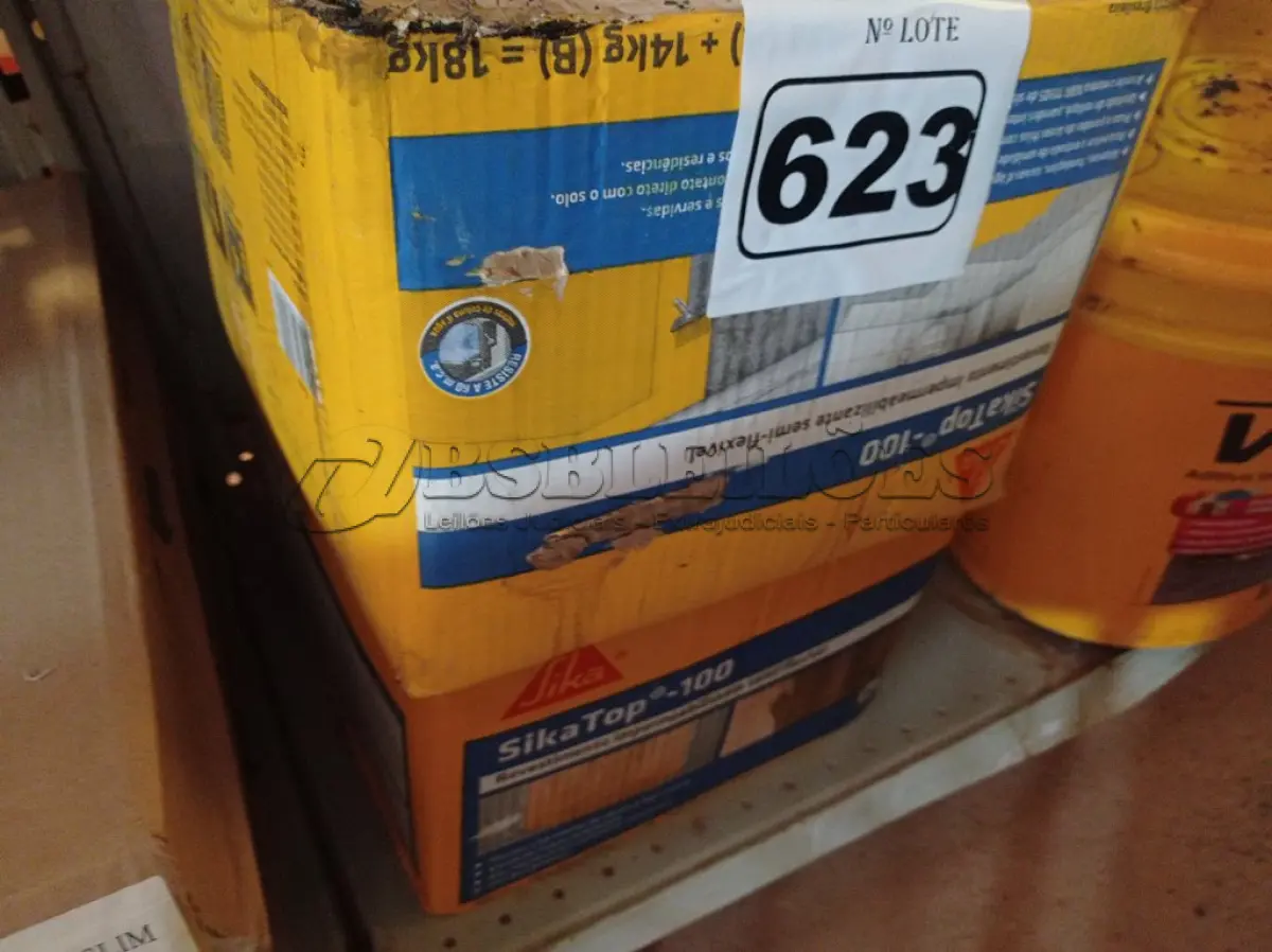 LOTE 623 - 02 CAIXAS DE SIKA TOP-100, REVESTIMENTO IMPERMEABILIZANTE SEMIFLEXÍVEL. (NO ESTADO) ATENÇÃO! FAZER A VISITAÇÃO ANTES DE ARREMATAR, NÃO SABEMOS SE FUNCIONA. LEILÃO NÃO TEM GARANTIA E NEM DEVOLUÇÃO, SUJEITO A POSSÍVEIS AVARIAS VISÍVEIS/OCULTAS E/OU AUSÊNCIA DE COMPONENTES.