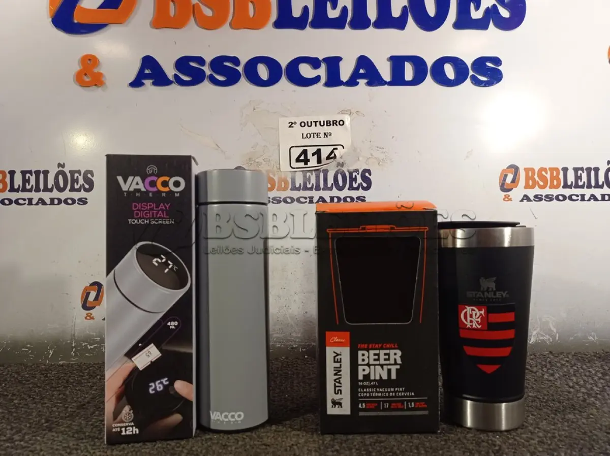 LOTE 414 - 01 KIT COPO + GARRAFA TÉRMICOS. (NO ESTADO) ATENÇÃO! FAZER A VISITAÇÃO ANTES DE ARREMATAR, NÃO SABEMOS SE FUNCIONA. LEILÃO NÃO TEM GARANTIA E NEM DEVOLUÇÃO, SUJEITO A POSSÍVEIS AVARIAS VISÍVEIS/OCULTAS E/OU AUSÊNCIA DE COMPONENTES.