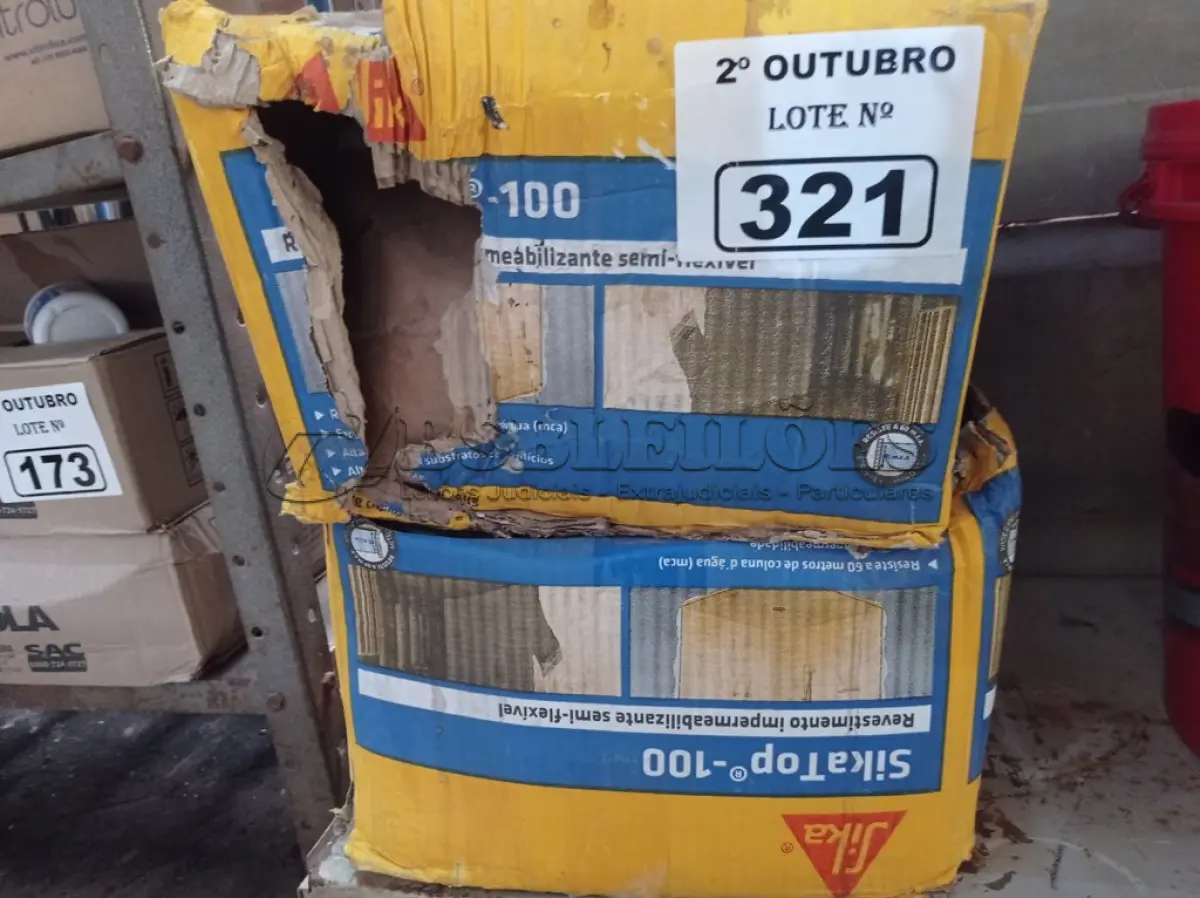 LOTE 321 - 02 CAIXAS DE SIKA TOP-100, REVESTIMENTO IMPERMEABILIZANTE SEMIFLEXÍVEL. (NO ESTADO) ATENÇÃO! FAZER A VISITAÇÃO ANTES DE ARREMATAR, NÃO SABEMOS SE FUNCIONA. LEILÃO NÃO TEM GARANTIA E NEM DEVOLUÇÃO, SUJEITO A POSSÍVEIS AVARIAS VISÍVEIS/OCULTAS E/OU AUSÊNCIA DE COMPONENTES.
