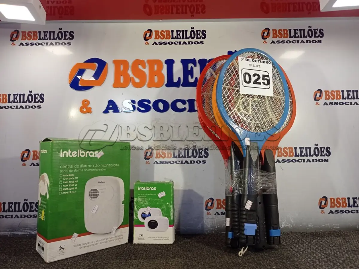 LOTE 025 - 01 CENTRAL, 01 TECLADO DE ALARME E 05 RAQUETES MATA MOSQUITO. (NO ESTADO) ATENÇÃO! FAZER A VISITAÇÃO ANTES DE ARREMATAR, NÃO SABEMOS SE FUNCIONA. LEILÃO NÃO TEM GARANTIA E NEM DEVOLUÇÃO, SUJEITO A POSSÍVEIS AVARIAS VISÍVEIS/OCULTAS E/OU AUSÊNCIA DE COMPONENTES.