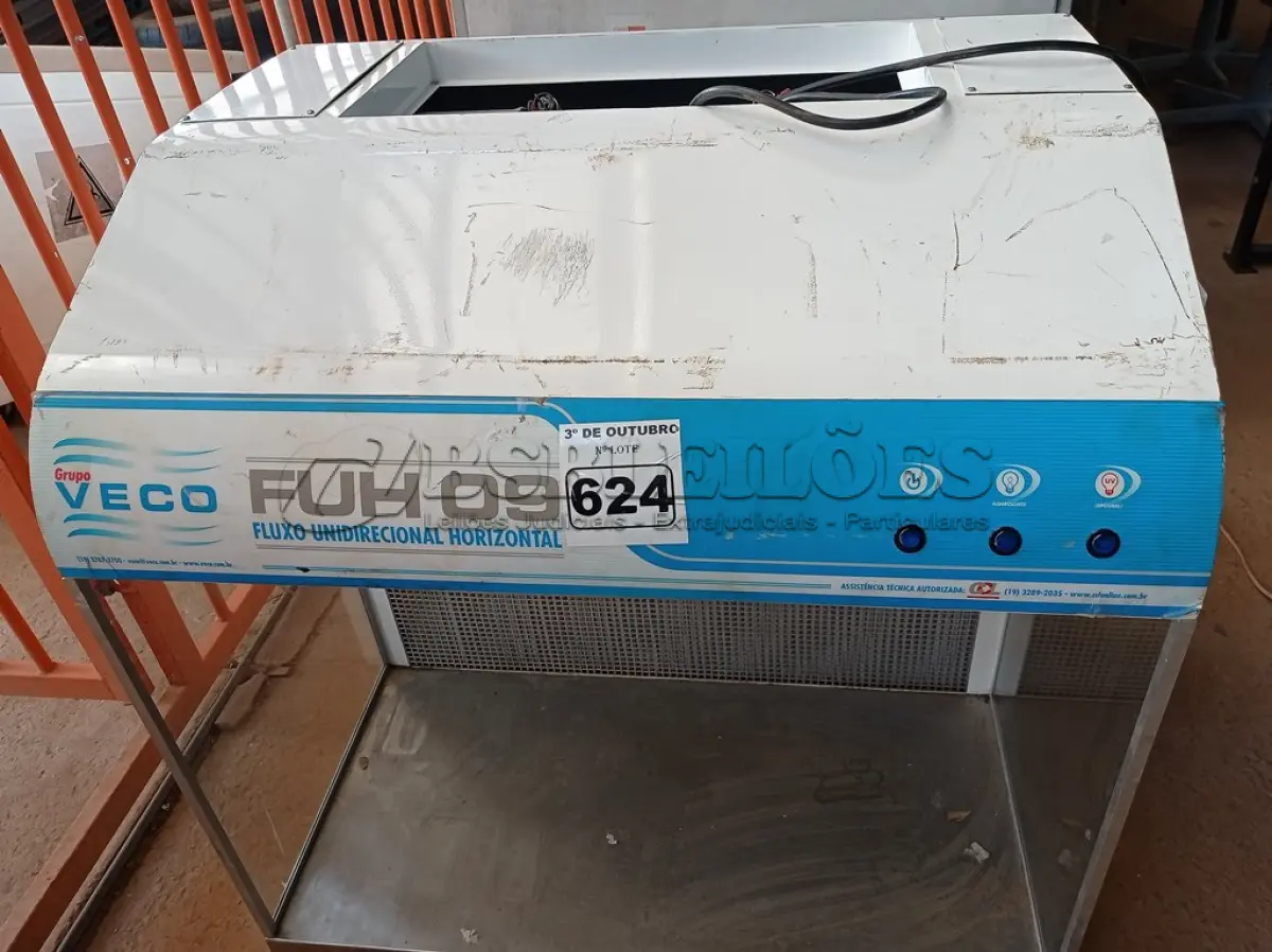 LOTE 624 - 01 CÂMARA DE FLUXO VECO FUH-09. (NO ESTADO) ATENÇÃO! FAZER A VISITAÇÃO ANTES DE ARREMATAR, NÃO SABEMOS SE FUNCIONA. LEILÃO NÃO TEM GARANTIA E NEM DEVOLUÇÃO, SUJEITO A POSSÍVEIS AVARIAS VISÍVEIS/OCULTAS E/OU AUSÊNCIA DE COMPONENTES.