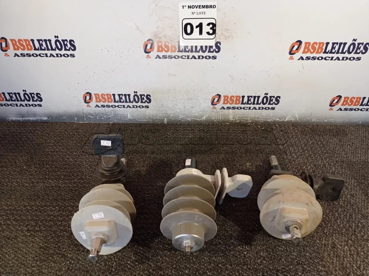 LOTE 013 - 03 PARA-RAIOS DE VÁLVULA POLIMÉRICO 15KV. (NO ESTADO) ATENÇÃO! FAZER A VISITAÇÃO ANTES DE ARREMATAR, NÃO SABEMOS SE FUNCIONA. LEILÃO NÃO TEM GARANTIA E NEM DEVOLUÇÃO, SUJEITO A POSSÍVEIS AVARIAS VISÍVEIS/OCULTAS E/OU AUSÊNCIA DE COMPONENTES.