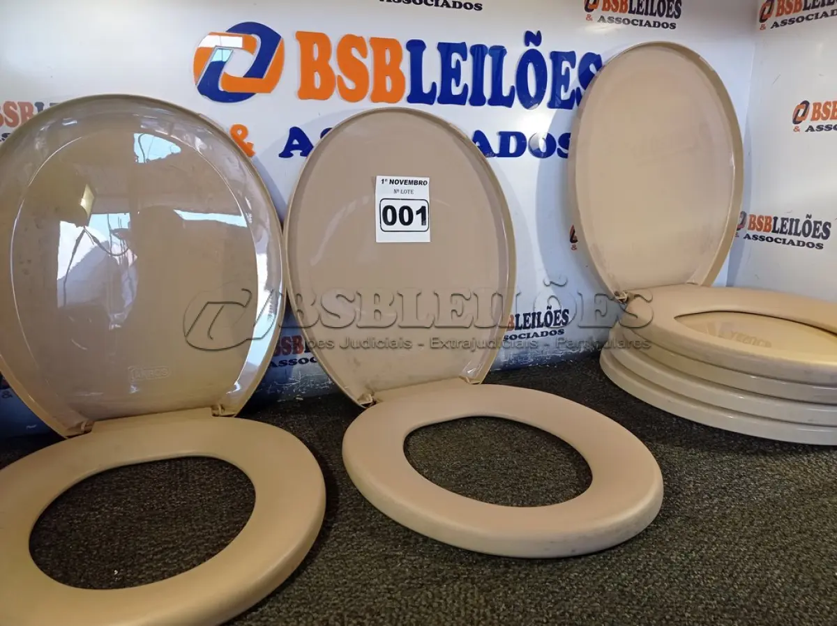 LOTE 001 - 06 ASSENTOS PARA VASO SANITÁRIO MARCAS E MODELOS DIVERSOS. (NO ESTADO) ATENÇÃO! FAZER A VISITAÇÃO ANTES DE ARREMATAR, NÃO SABEMOS SE FUNCIONA. LEILÃO NÃO TEM GARANTIA E NEM DEVOLUÇÃO, SUJEITO A POSSÍVEIS AVARIAS VISÍVEIS/OCULTAS E/OU AUSÊNCIA DE COMPONENTES.