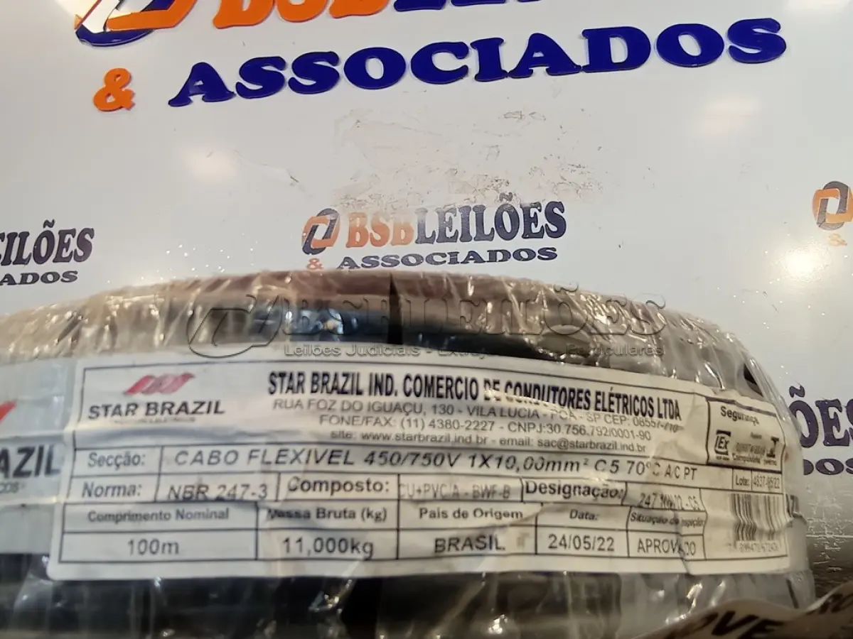 LOTE 270 - 01 ROLO DE CABO FLEXÍVEL 100M 1X10MM NA COR PRETA(NOVO). (NO ESTADO) ATENÇÃO! FAZER A VISITAÇÃO ANTES DE ARREMATAR, NÃO SABEMOS SE FUNCIONA. LEILÃO NÃO TEM GARANTIA E NEM DEVOLUÇÃO, SUJEITO A POSSÍVEIS AVARIAS VISÍVEIS/OCULTAS E/OU AUSÊNCIA DE COMPONENTES.