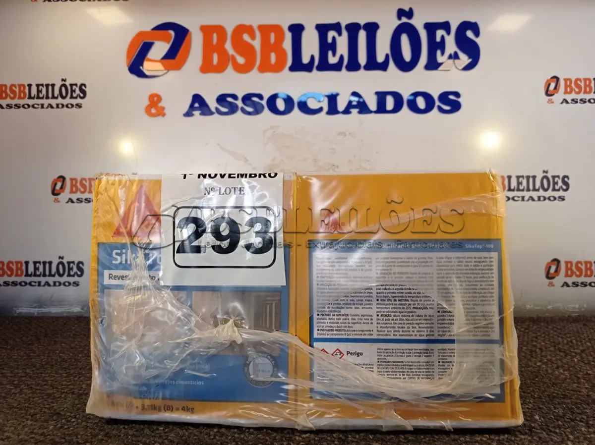 LOTE 293 - 04 CAIXAS COM SIKA TOP-100, REVESTIMENTO IMPERMEABILIZANTE SEMI-FLEXIVEL 4KG CADA. (NO ESTADO) ATENÇÃO! FAZER A VISITAÇÃO ANTES DE ARREMATAR, NÃO SABEMOS SE FUNCIONA. LEILÃO NÃO TEM GARANTIA E NEM DEVOLUÇÃO, SUJEITO A POSSÍVEIS AVARIAS VISÍVEIS/OCULTAS E/OU AUSÊNCIA DE COMPONENTES.