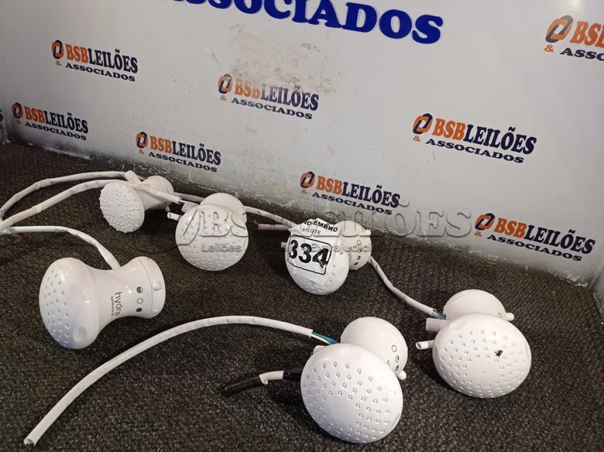 LOTE 334 - 06 CHUVEIROS MARCAS E MODELOS DIVERSOS. (NO ESTADO) ATENÇÃO! FAZER A VISITAÇÃO ANTES DE ARREMATAR, NÃO SABEMOS SE FUNCIONA. LEILÃO NÃO TEM GARANTIA E NEM DEVOLUÇÃO, SUJEITO A POSSÍVEIS AVARIAS VISÍVEIS/OCULTAS E/OU AUSÊNCIA DE COMPONENTES.