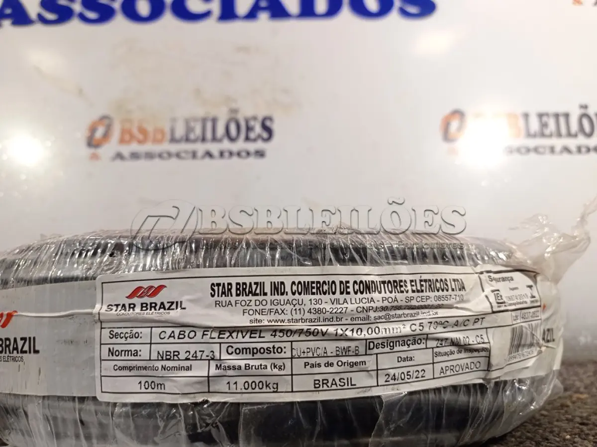 LOTE 290 - 01 ROLO DE CABO FLEXÍVEL 100M 1X10MM NA COR PRETA(NOVO). (NO ESTADO) ATENÇÃO! FAZER A VISITAÇÃO ANTES DE ARREMATAR, NÃO SABEMOS SE FUNCIONA. LEILÃO NÃO TEM GARANTIA E NEM DEVOLUÇÃO, SUJEITO A POSSÍVEIS AVARIAS VISÍVEIS/OCULTAS E/OU AUSÊNCIA DE COMPONENTES.