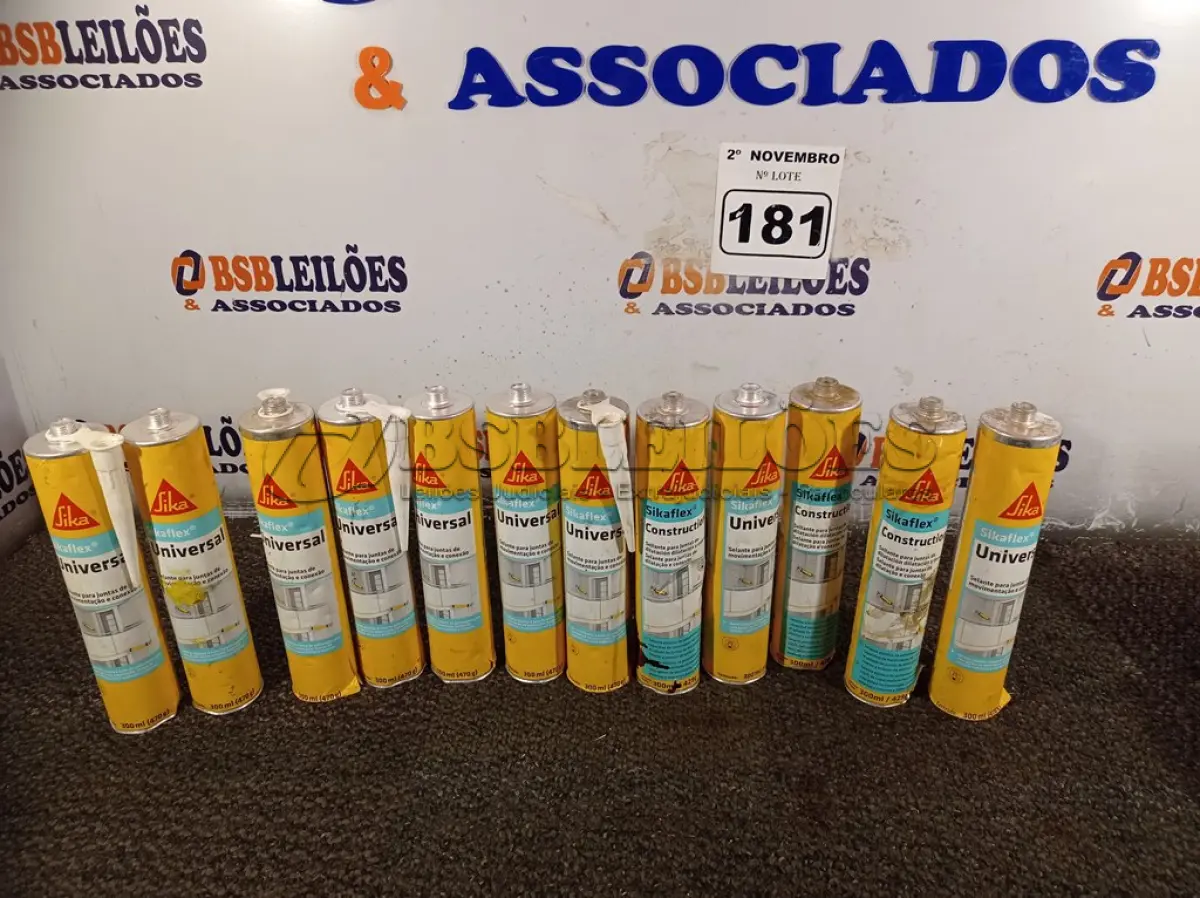 LOTE 181 - 12 TUBOS DE SELANTE PARA JUNTAS DE DILATAÇÃO SIKA FLEX 300ML. (NO ESTADO) ATENÇÃO! FAZER A VISITAÇÃO ANTES DE ARREMATAR, NÃO SABEMOS SE FUNCIONA. LEILÃO NÃO TEM GARANTIA E NEM DEVOLUÇÃO, SUJEITO A POSSÍVEIS AVARIAS VISÍVEIS/OCULTAS E/OU AUSÊNCIA DE COMPONENTES.