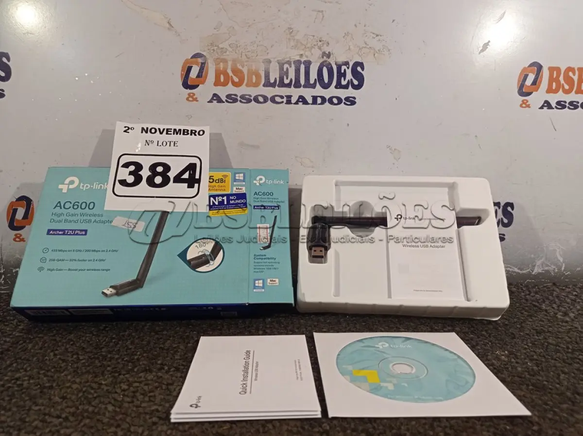 LOTE 384 - 01 ADAPTADOR WIRELESS TPLINK AC 600. (NO ESTADO) ATENÇÃO! FAZER A VISITAÇÃO ANTES DE ARREMATAR, NÃO SABEMOS SE FUNCIONA. LEILÃO NÃO TEM GARANTIA E NEM DEVOLUÇÃO, SUJEITO A POSSÍVEIS AVARIAS VISÍVEIS/OCULTAS E/OU AUSÊNCIA DE COMPONENTES.