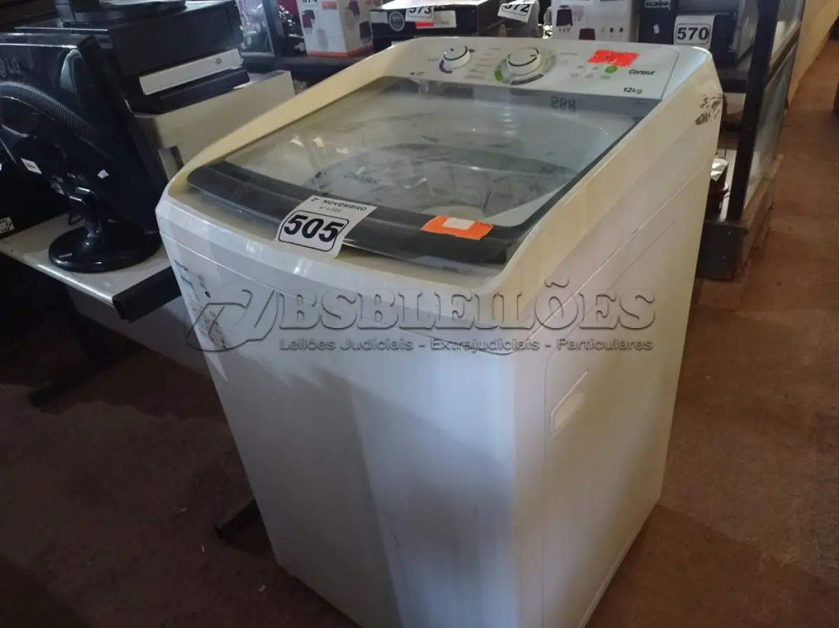 LOTE 505 - 01 MÁQUINA DE LAVAR MARCA CÔNSUL 12KG 220V. (NO ESTADO) ATENÇÃO! FAZER A VISITAÇÃO ANTES DE ARREMATAR, NÃO SABEMOS SE FUNCIONA. LEILÃO NÃO TEM GARANTIA E NEM DEVOLUÇÃO, SUJEITO A POSSÍVEIS AVARIAS VISÍVEIS/OCULTAS E/OU AUSÊNCIA DE COMPONENTES.