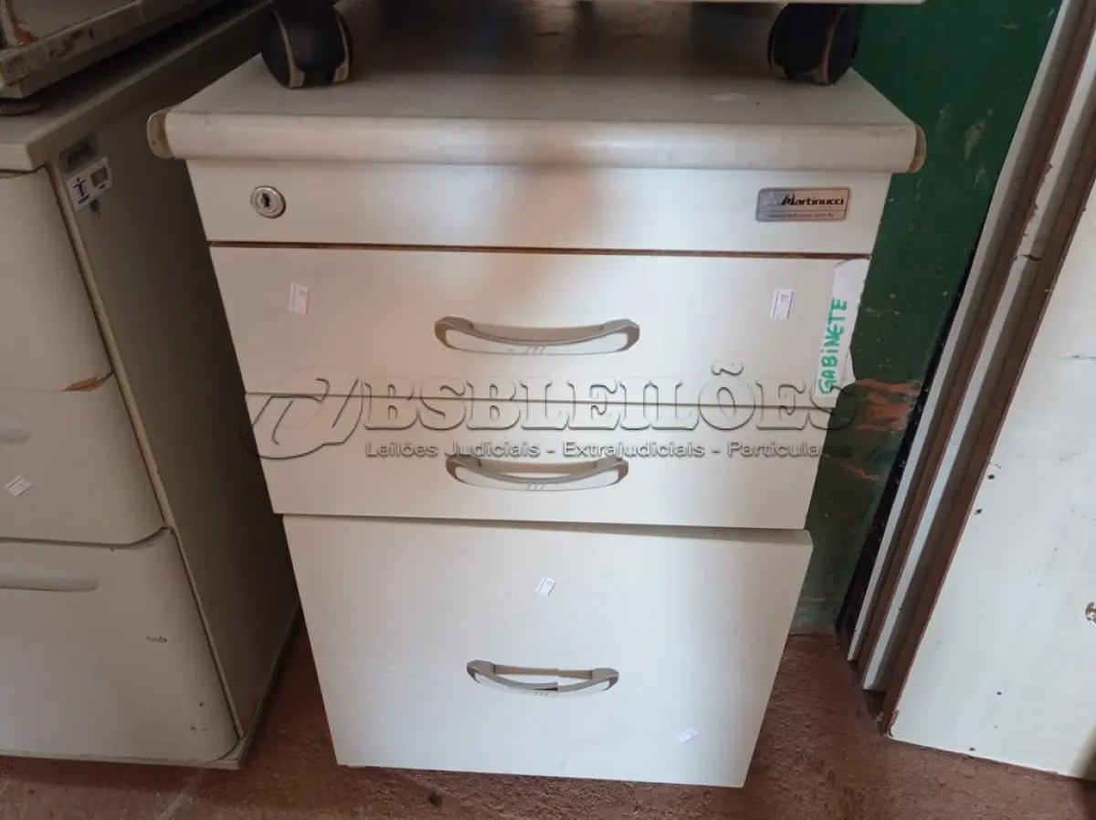LOTE 309 - 02 GAVETEIROS COM 03 GAVETAS. (NO ESTADO) ATENÇÃO! FAZER A VISITAÇÃO ANTES DE ARREMATAR, NÃO SABEMOS SE FUNCIONA. LEILÃO NÃO TEM GARANTIA E NEM DEVOLUÇÃO, SUJEITO A POSSÍVEIS AVARIAS VISÍVEIS/OCULTAS E/OU AUSÊNCIA DE COMPONENTES.