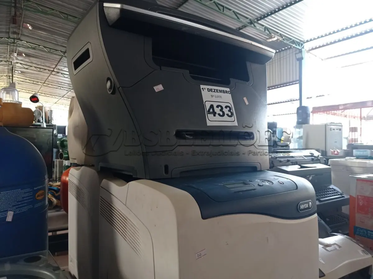 LOTE 433 - 04 IMPRESSORAS MARCAS E MODELOS DIVERSOS PARA RETIRADA DE PEÇAS. (NO ESTADO) ATENÇÃO! FAZER A VISITAÇÃO ANTES DE ARREMATAR, NÃO SABEMOS SE FUNCIONA. LEILÃO NÃO TEM GARANTIA E NEM DEVOLUÇÃO, SUJEITO A POSSÍVEIS AVARIAS VISÍVEIS/OCULTAS E/OU AUSÊNCIA DE COMPONENTES.