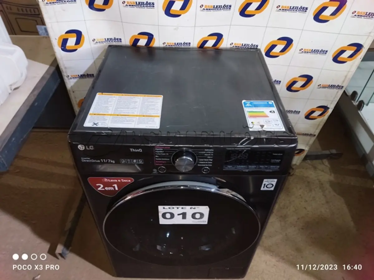 LOTE 010 - 01 - LAVA E SECA SMART COM INTELIGÊNCIA ARTIFICIAL AIDD 11KG LG INVERTER 220VOLTS (NO ESTADO, NÃO SABEMOS SE FUNCIONA. LEILÃO NÃO TEM GARANTIA E NEM DEVOLUÇÃO, SUJEITO A POSSÍVEIS AVARIAS VISÍVEIS/OCULTAS E/OU AUSÊNCIA DE COMPONENTES)