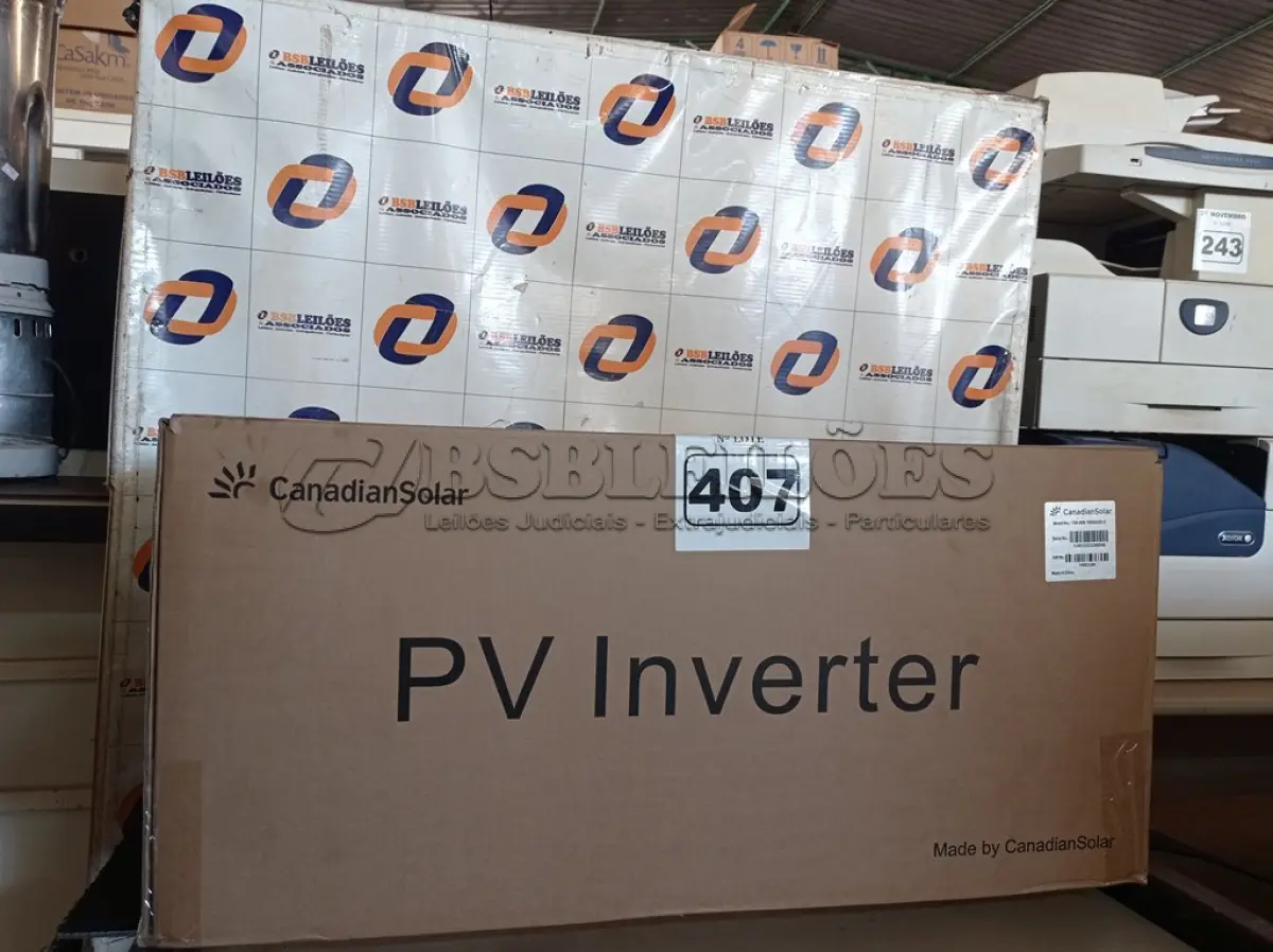 LOTE 407 - 01 INVERSOR CANADIAN CSI-40K-T400GL02-E. (NO ESTADO) ATENÇÃO! FAZER A VISITAÇÃO ANTES DE ARREMATAR, NÃO SABEMOS SE FUNCIONA. LEILÃO NÃO TEM GARANTIA E NEM DEVOLUÇÃO, SUJEITO A POSSÍVEIS AVARIAS VISÍVEIS/OCULTAS E/OU AUSÊNCIA DE COMPONENTES.