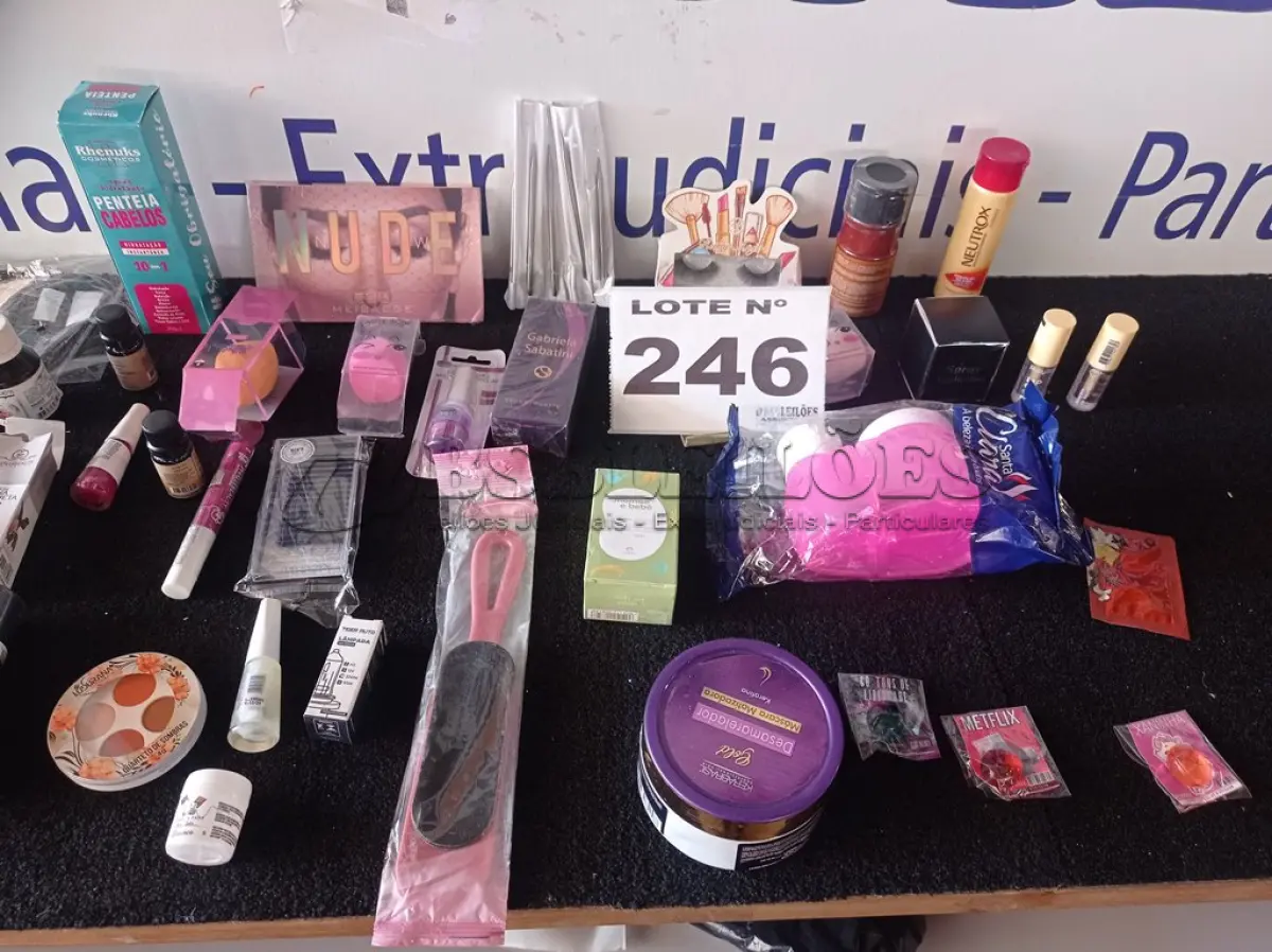 LOTE 246 - 40 – ITENS DE COSMÉTICOS DIVERSOS (APROXIMADAMENTE) (NO ESTADO, NÃO SABEMOS SE FUNCIONA. LEILÃO NÃO TEM GARANTIA E NEM DEVOLUÇÃO, SUJEITO A POSSÍVEIS AVARIAS VISÍVEIS/OCULTAS E/OU AUSÊNCIA DE COMPONENTES)