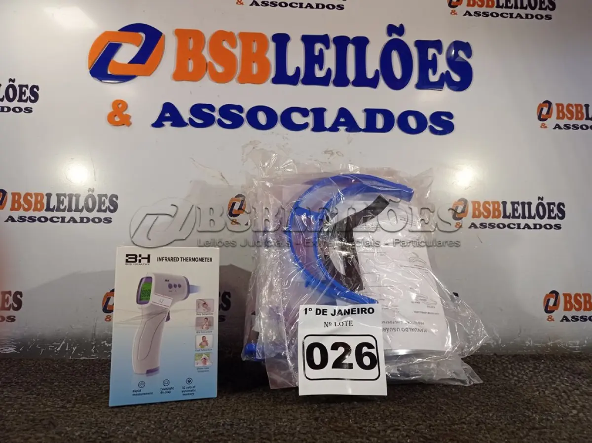 LOTE 026 - 10 MÁSCARAS DE PROTEÇÃO E 04 TERMÔMETROS INFRAVERMELHO. (NO ESTADO) ATENÇÃO! FAZER A VISITAÇÃO ANTES DE ARREMATAR, NÃO SABEMOS SE FUNCIONA. LEILÃO NÃO TEM GARANTIA E NEM DEVOLUÇÃO, SUJEITO A POSSÍVEIS AVARIAS VISÍVEIS/OCULTAS E/OU AUSÊNCIA DE COMPONENTES.