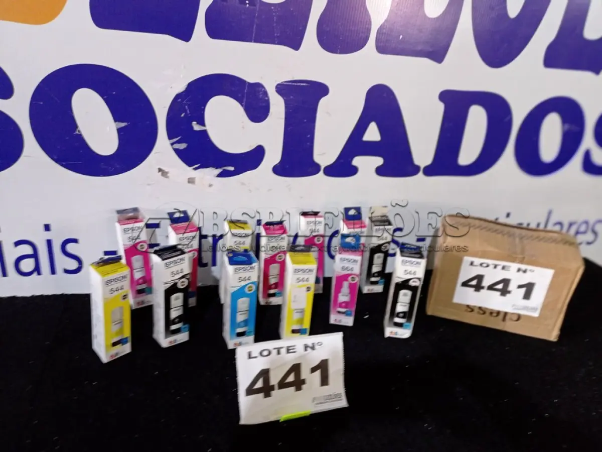 LOTE 441 - 13 - GARRAFAS DE TINTA EPSON (NO ESTADO, NÃO SABEMOS SE FUNCIONA. LEILÃO NÃO TEM GARANTIA E NEM DEVOLUÇÃO, SUJEITO A POSSÍVEIS AVARIAS VISÍVEIS/OCULTAS E/OU AUSÊNCIA DE COMPONENTES)