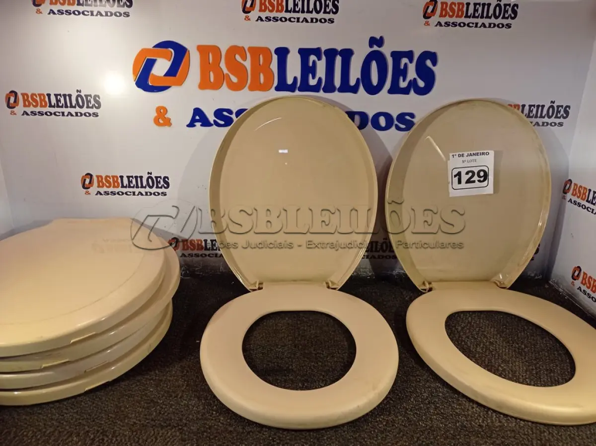 LOTE 129 - 06 ASSENTOS PARA VASO SANITÁRIO. (NO ESTADO) ATENÇÃO! FAZER A VISITAÇÃO ANTES DE ARREMATAR, NÃO SABEMOS SE FUNCIONA. LEILÃO NÃO TEM GARANTIA E NEM DEVOLUÇÃO, SUJEITO A POSSÍVEIS AVARIAS VISÍVEIS/OCULTAS E/OU AUSÊNCIA DE COMPONENTES.