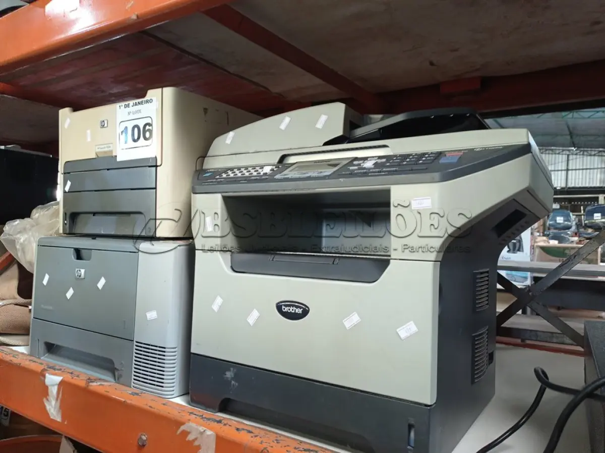 LOTE 106 - 03 IMPRESSORAS SENDO 01 MULTIFUNCIONAL BROTHER MFC 8860DN. (NO ESTADO) ATENÇÃO! FAZER A VISITAÇÃO ANTES DE ARREMATAR, NÃO SABEMOS SE FUNCIONA. LEILÃO NÃO TEM GARANTIA E NEM DEVOLUÇÃO, SUJEITO A POSSÍVEIS AVARIAS VISÍVEIS/OCULTAS E/OU AUSÊNCIA DE COMPONENTES.